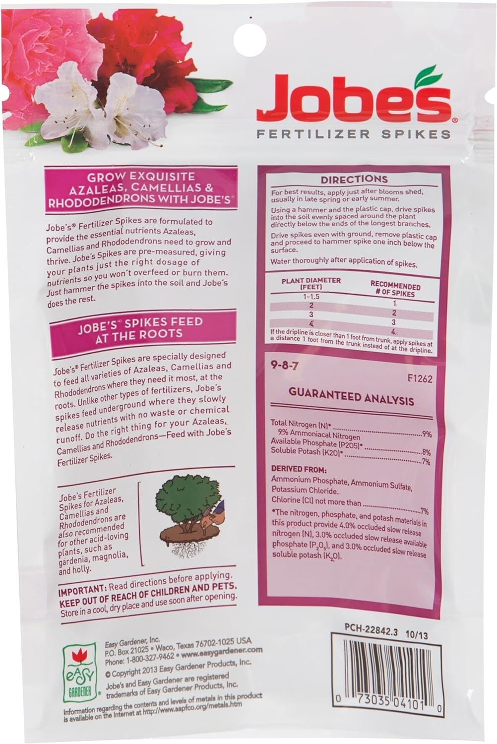 Jobe’s 04101 10 Pack Azalea Camellia Rhododendron Fertilizer Spikes – 2 Pack