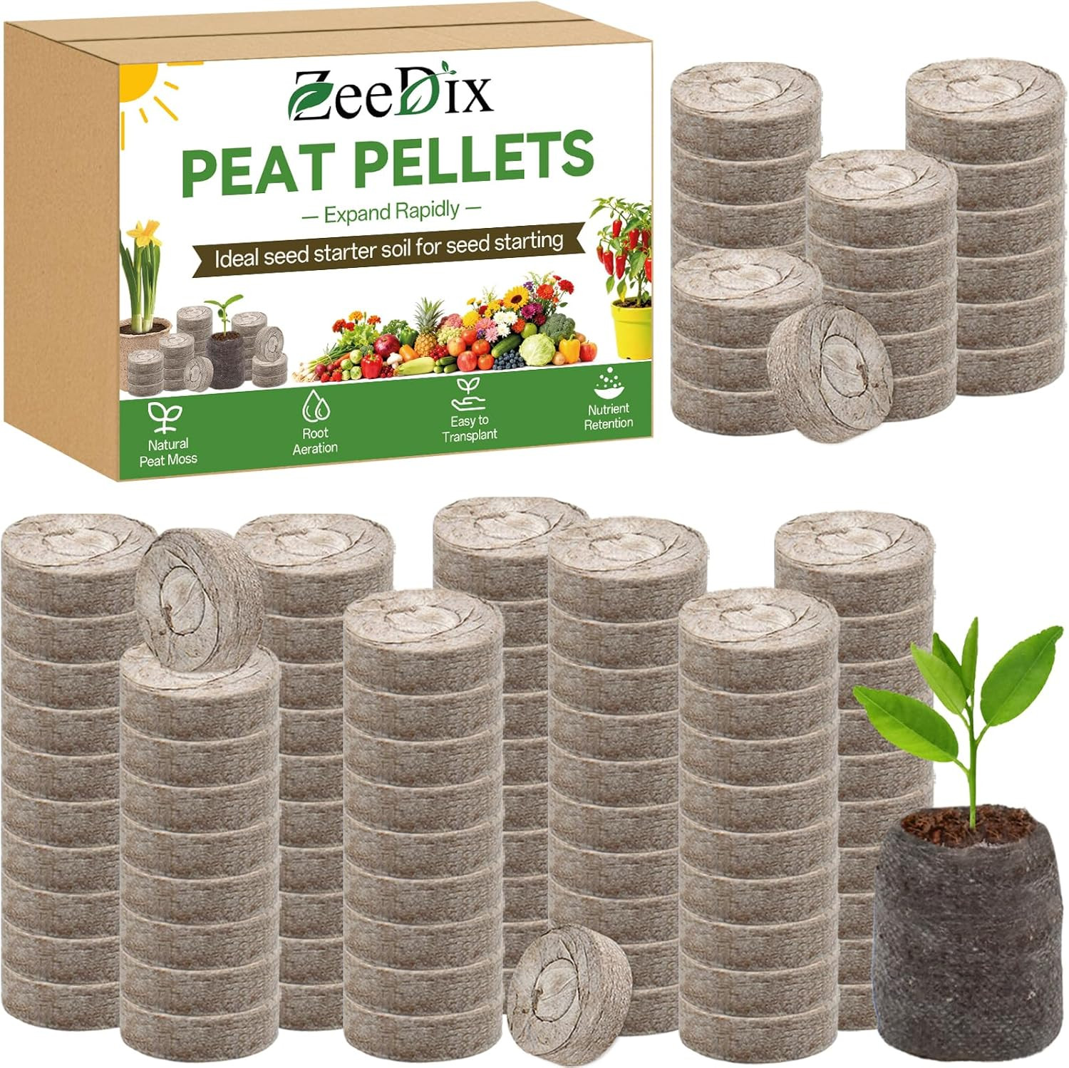 200 Pcs (30Mm) Peat Pellet Fiber Soil Plant Seed Starters- Seed Starter Pellets