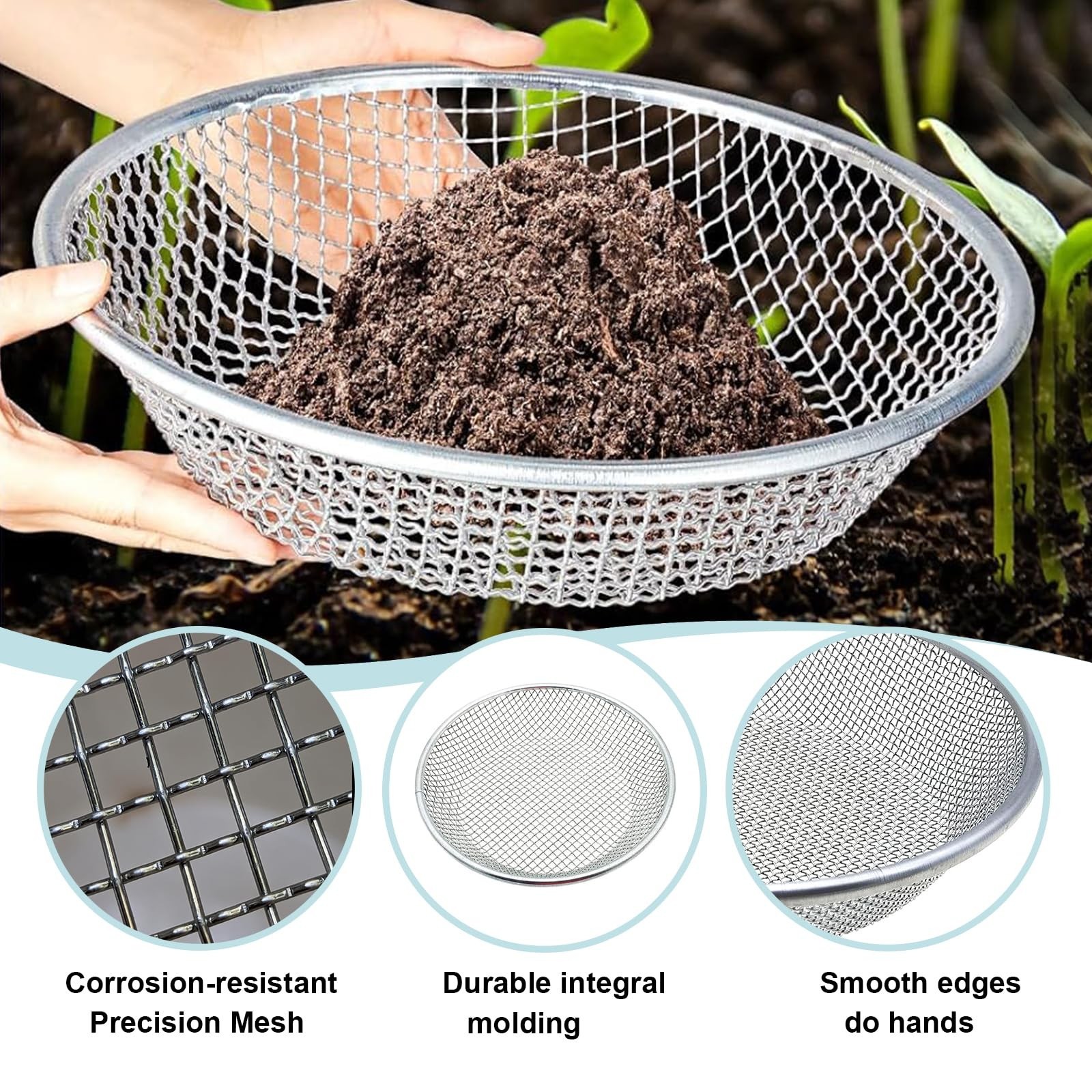 3PCS Soil Sifter for Gardening, Rock Sifter for 5 Gallon Bucket,Compost Sifte…