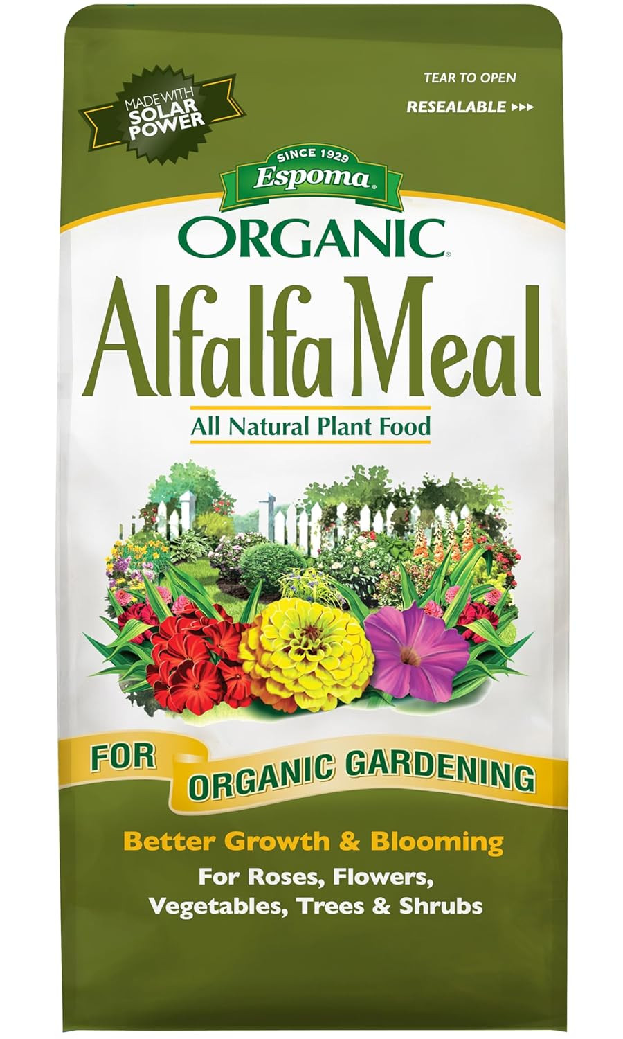 Organic Alfalfa Meal Fertilizer 2-0-2. All-Natural Plant Food Source of Nitrogen