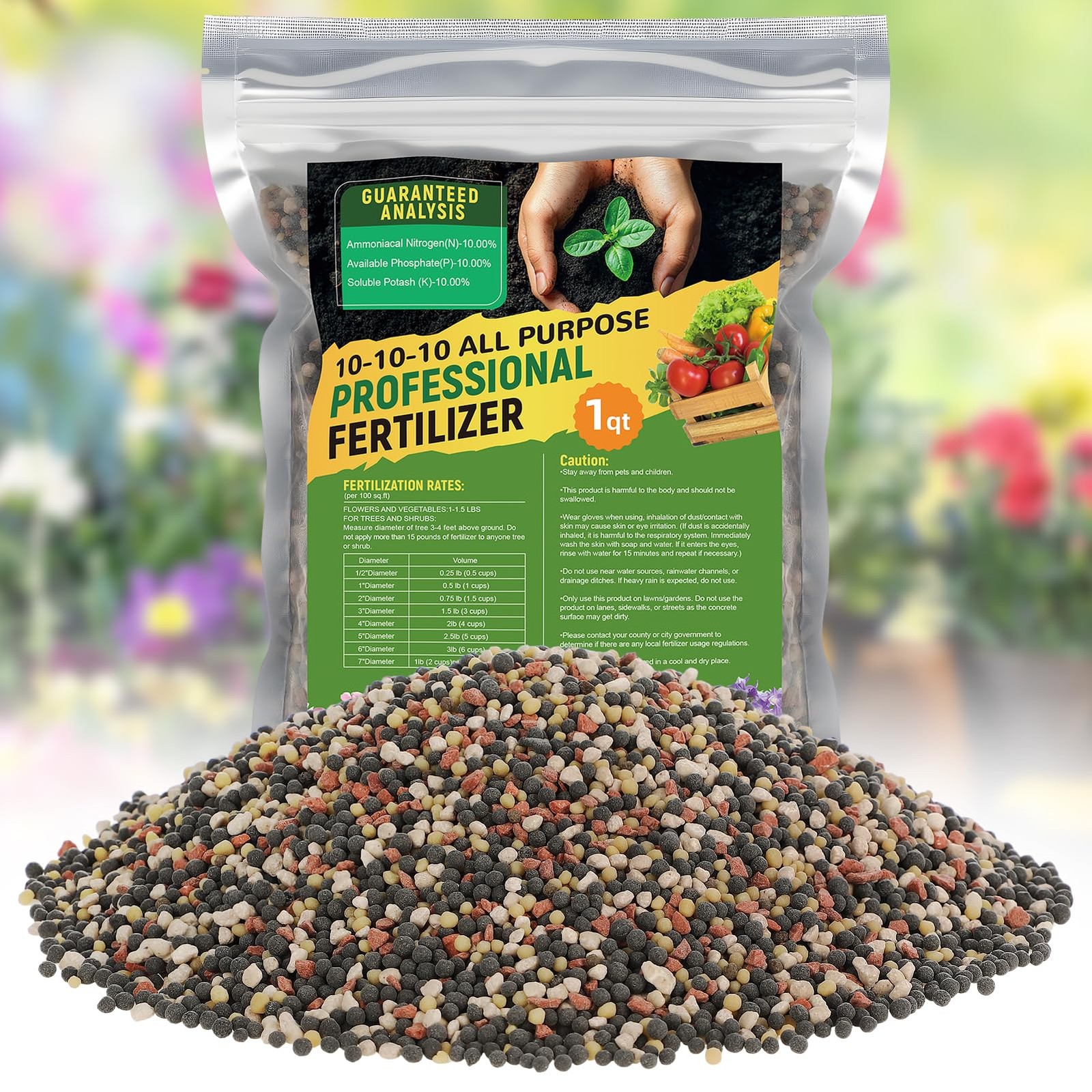 10-10-10 Slow-Release Premium Fertilizer – All-Purpose 1 Quart, multicolor