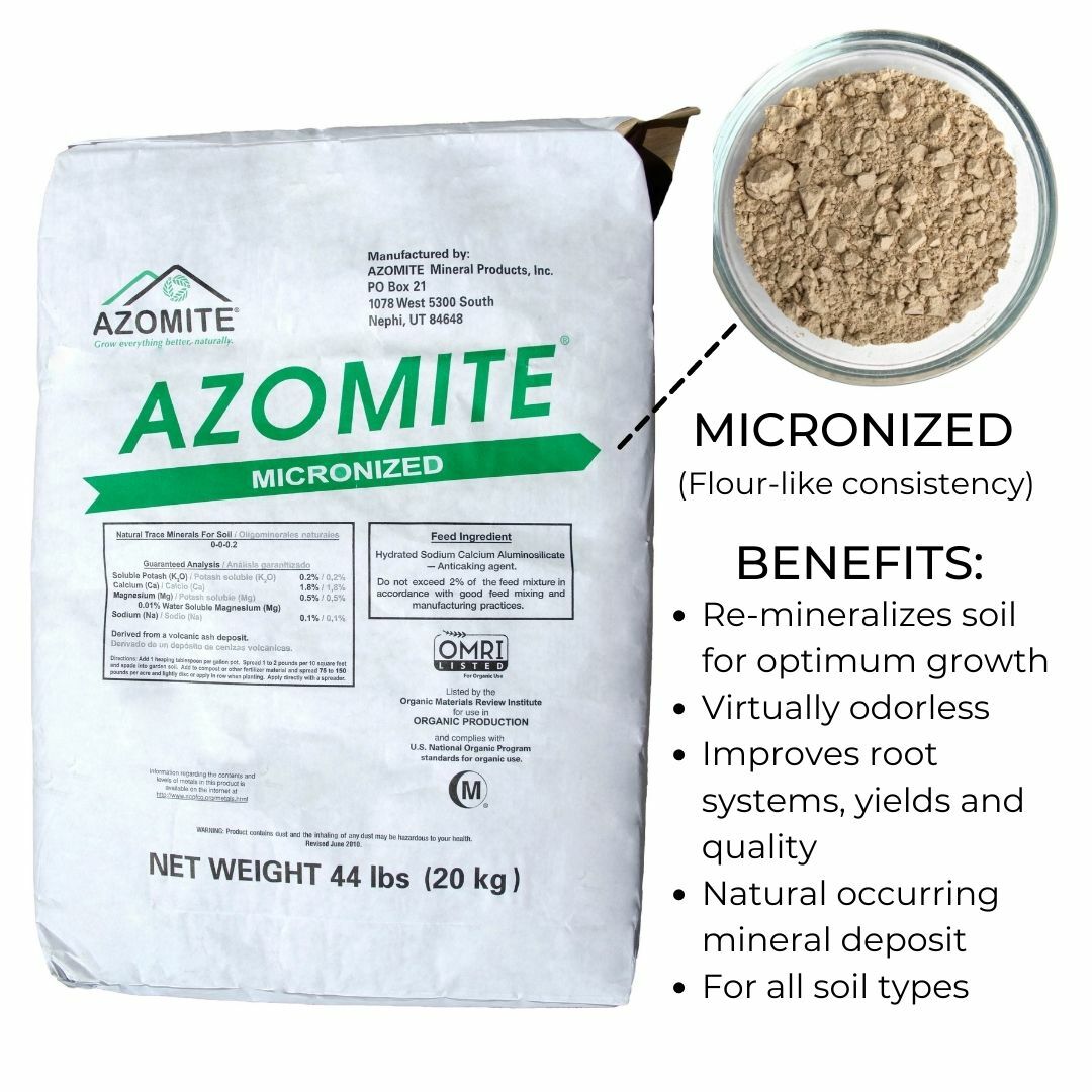 Micronized AZOMITE Powder – All Natural Trace Minerals – Soil Amendment