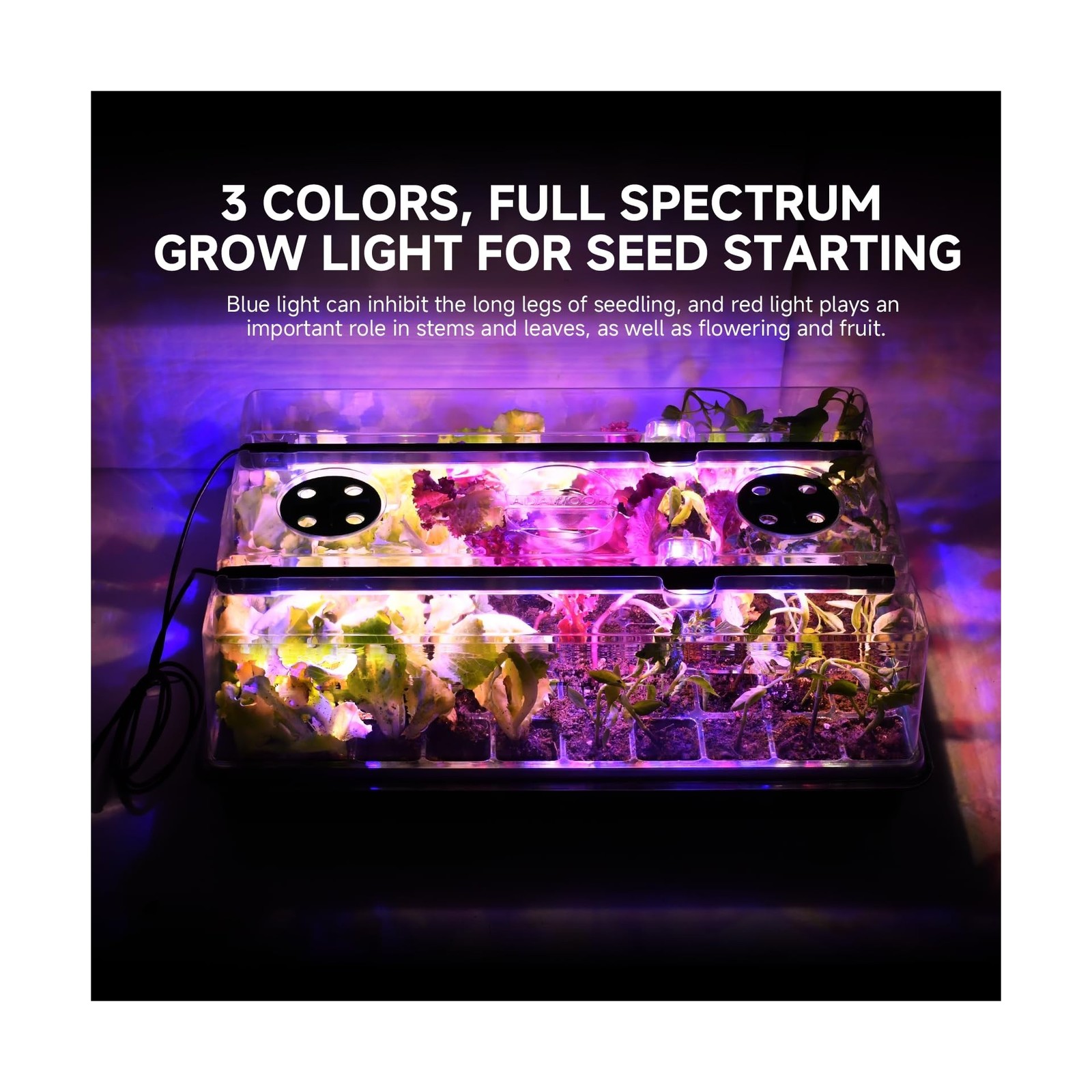 60 Cells Seed Starter Trays with Grow Lights, Color Change Grow… FAST USA SHIP