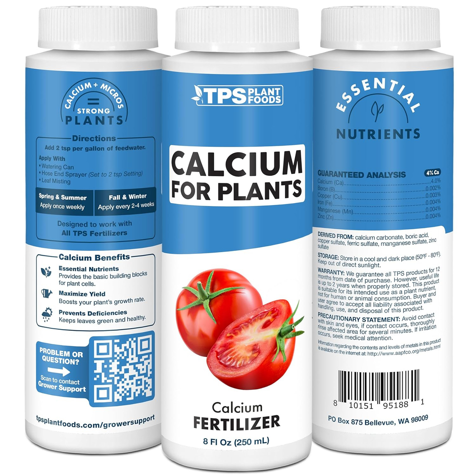 Liquid Calcium Fertilizer for Plants Support Cell Growth and Strength 8 oz