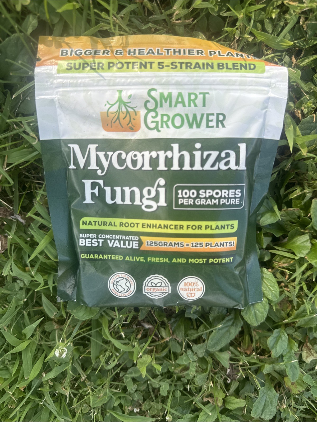 Mycorrhizal Fungi Organic Root Enhancer Super Potent, 5 Strain for 125 Plants