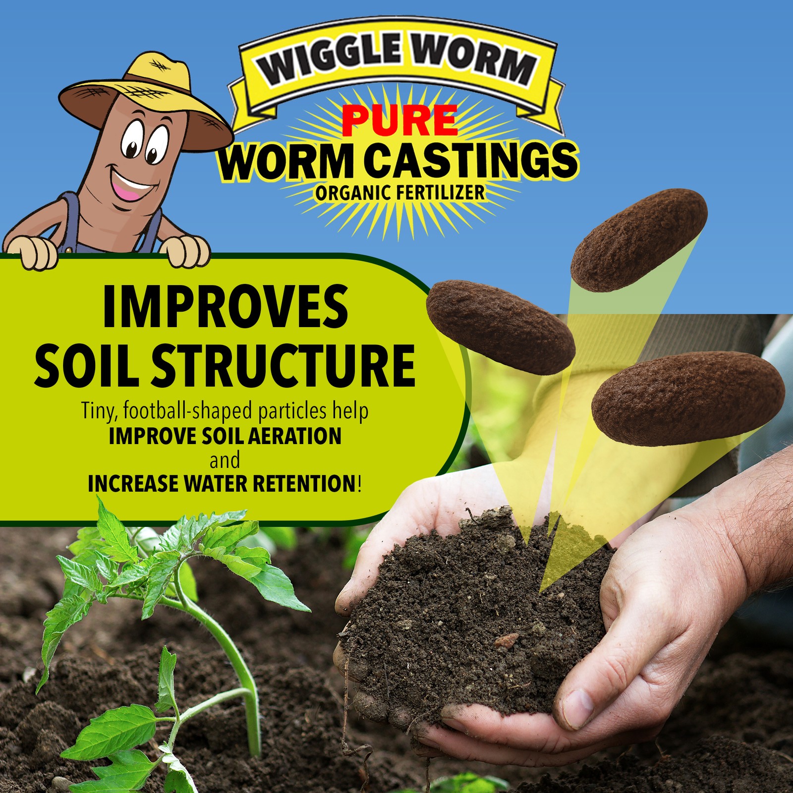 Worm Castings Organic Fertilizer, WIGGLE WORM Soil Builder, 30-pounds(2-Pack)