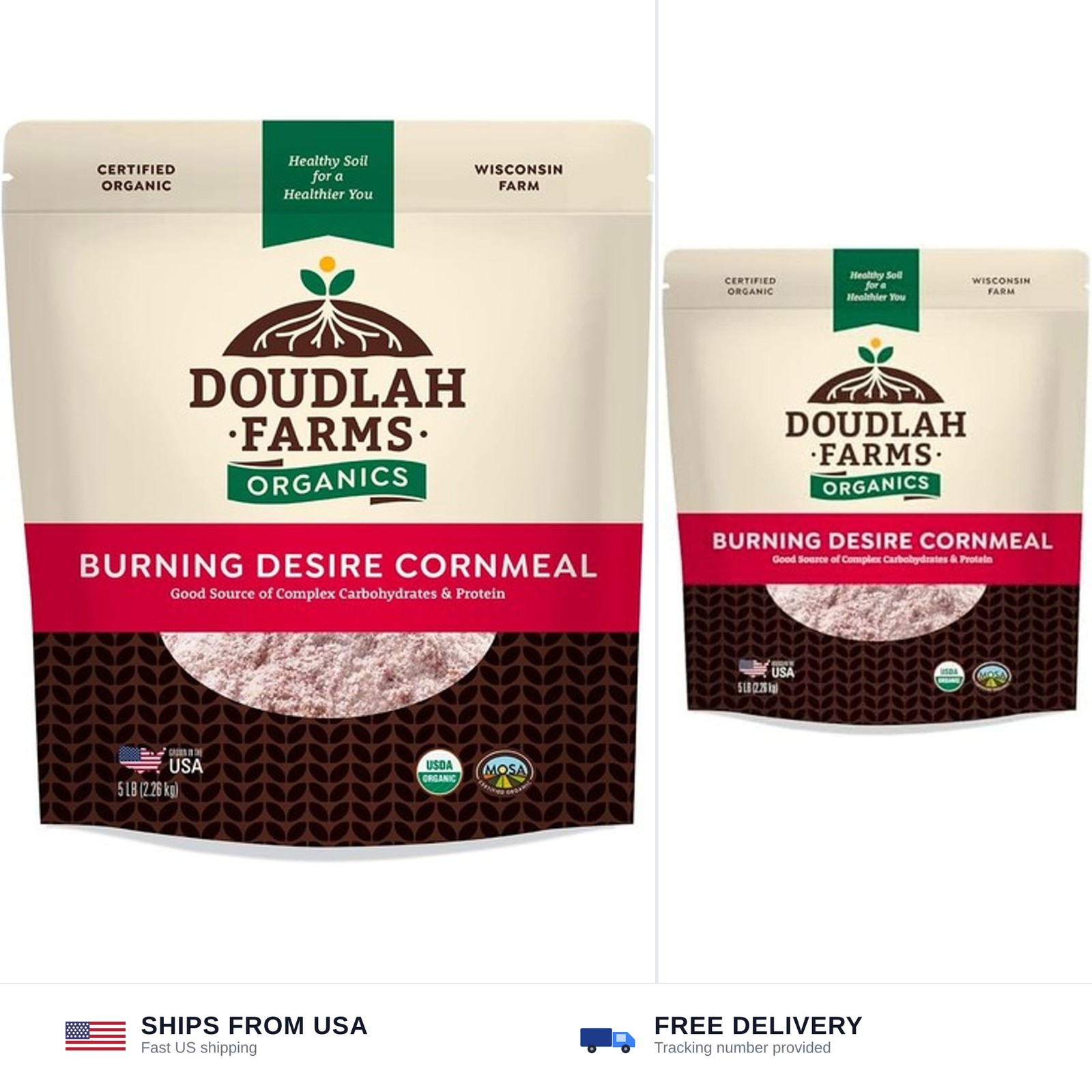 Organic Red Cornmeal – Heirloom Red Dent Corn 5 lb – Non-GMO, USDA Organic, C…