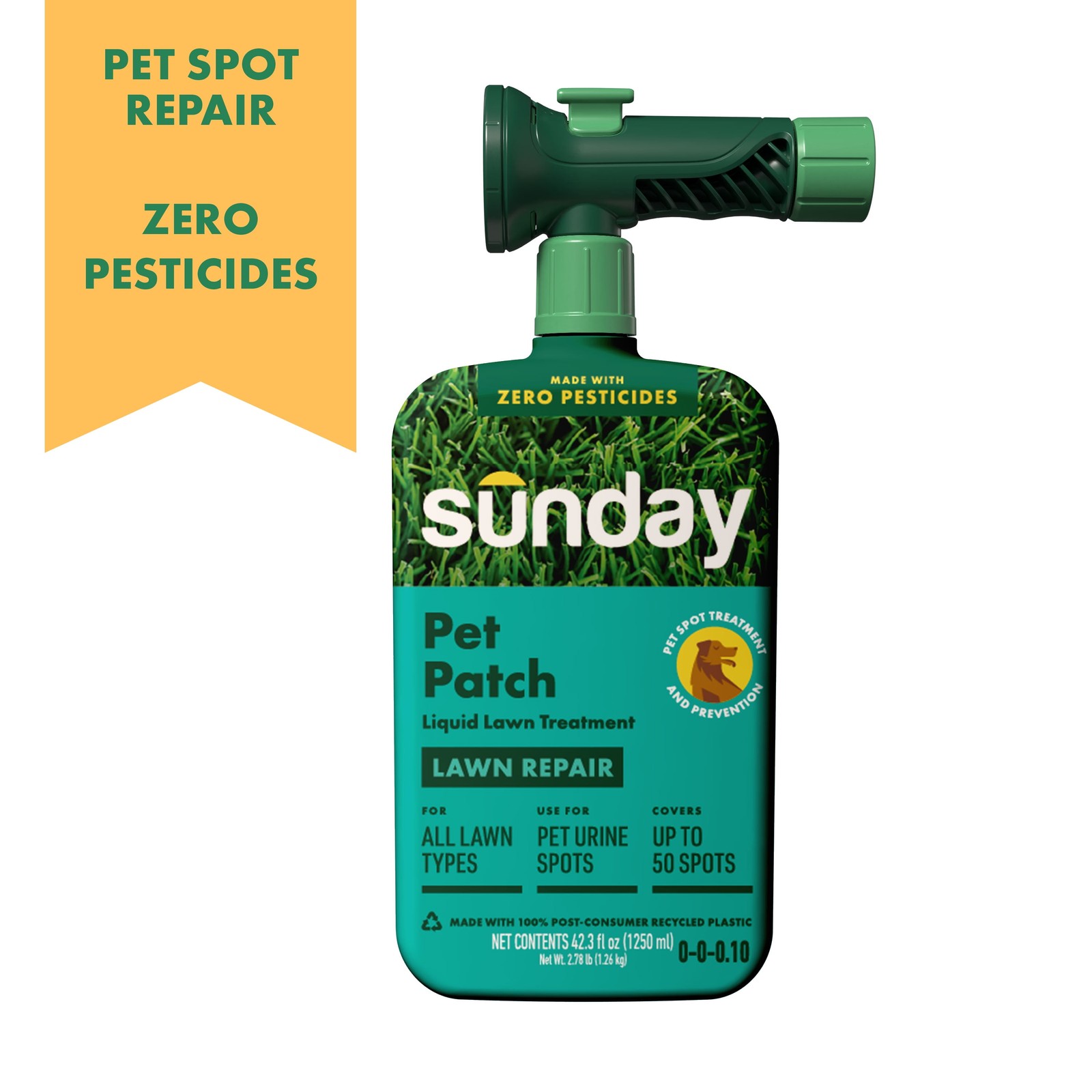 Sunday Pet Patch Ready-to-Spray Lawn Repair for Pet Spots, 42.3 oz, 0-0-0.10