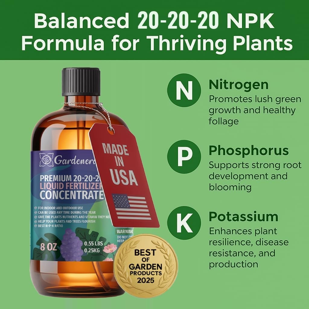 All-Purpose 20-20-20 Liquid Fertilizer Spray – Boosts Flowering & Yield for Frui