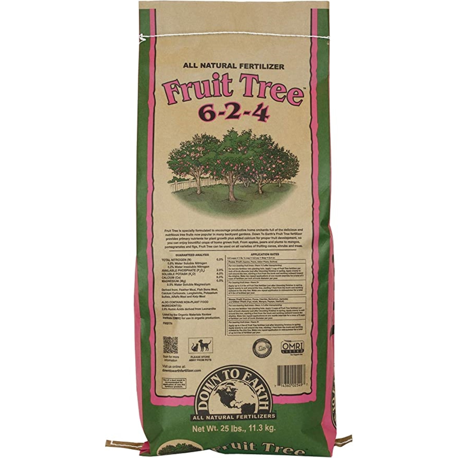 Down to Earth Organic Fruit Tree Fertilizer Mix 6-2-4, 25lb