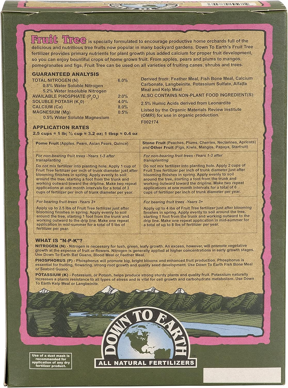 Down to Earth Organic Fruit Tree Fertilizer Mix 6-2-4, 5lb