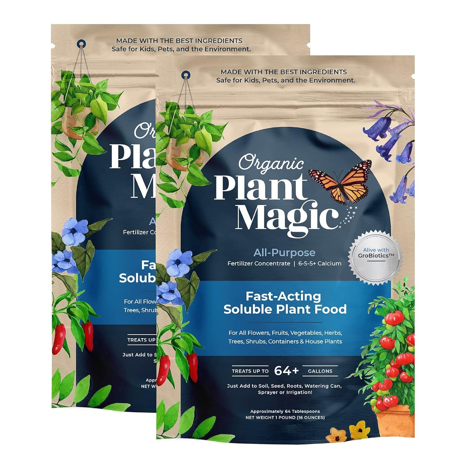 Fast-acting water-soluble plant nutrient solution: [2 bags, 1 lb each]