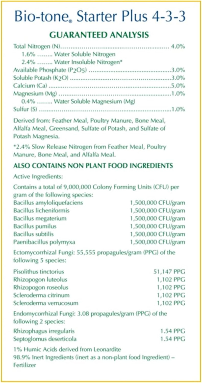 Organic Bio-Tone Starter plus 4-3-3 Natural & Organic Food with Both Endo & Ecto