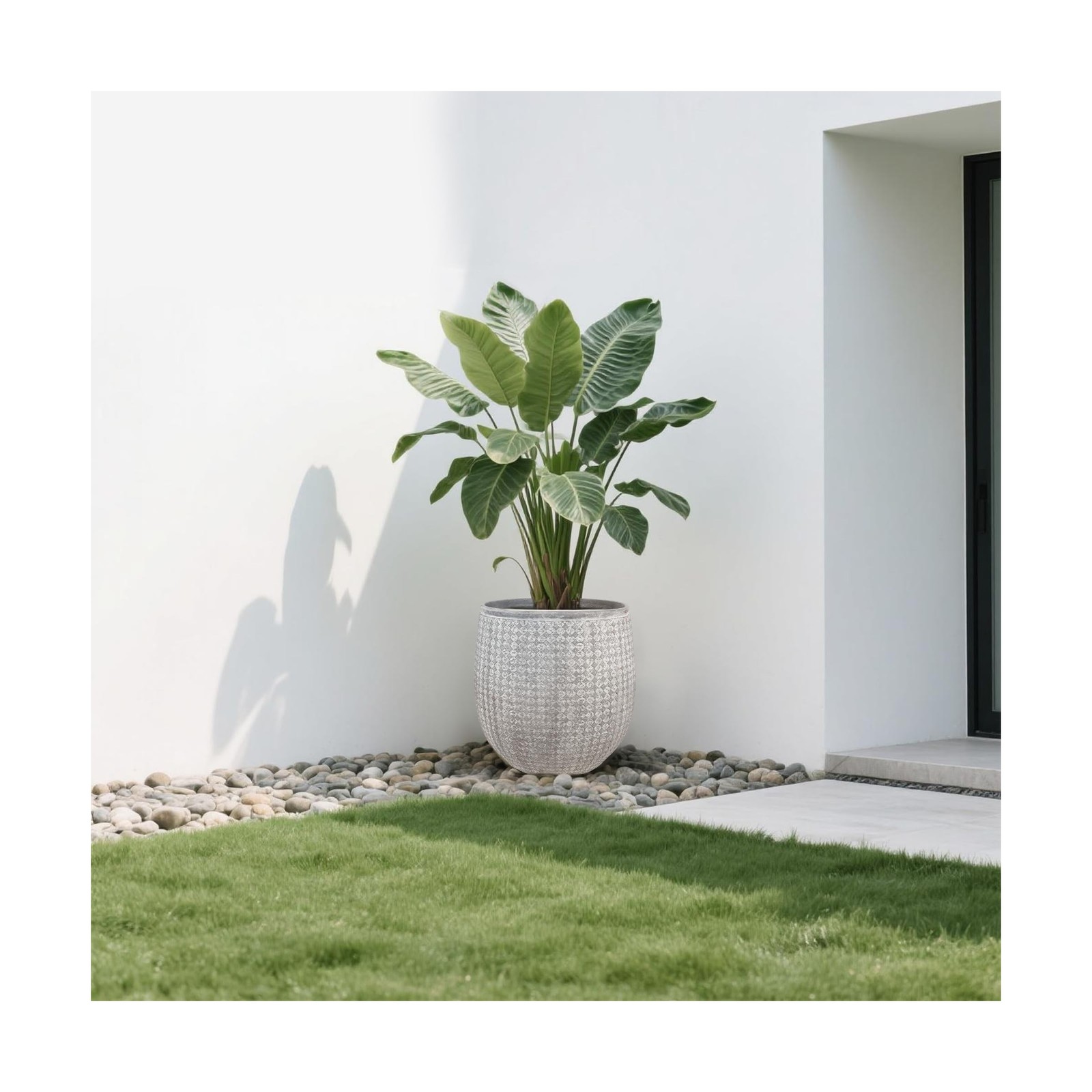 Worth 14.5″ Round Planter, Lightweight Magnesium Oxide Cement Plant Pot, Rais…