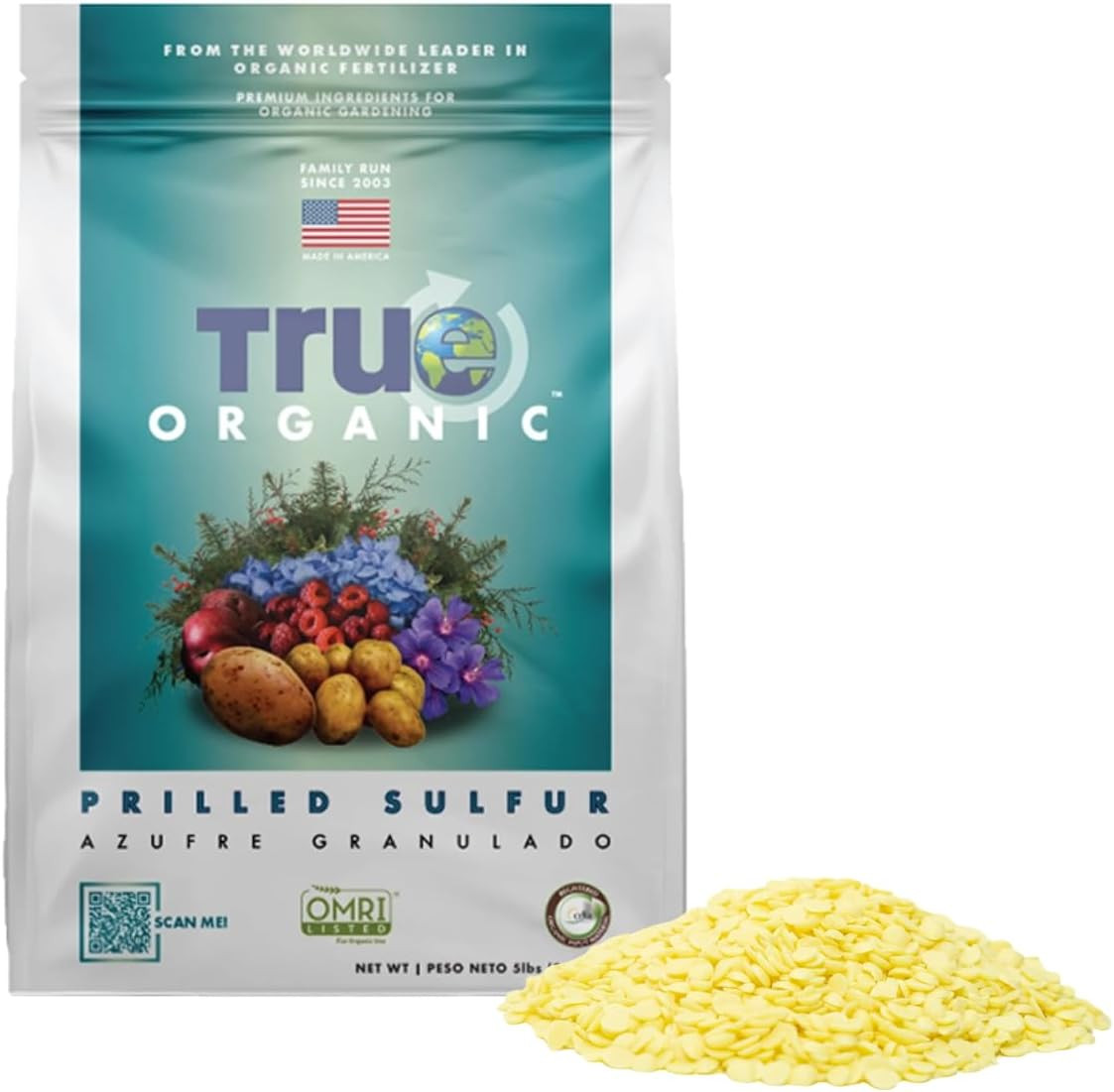 5 lbs. Organic Prilled Sulfur Soil Acidifier OMRI Listed FREE SHIPPING