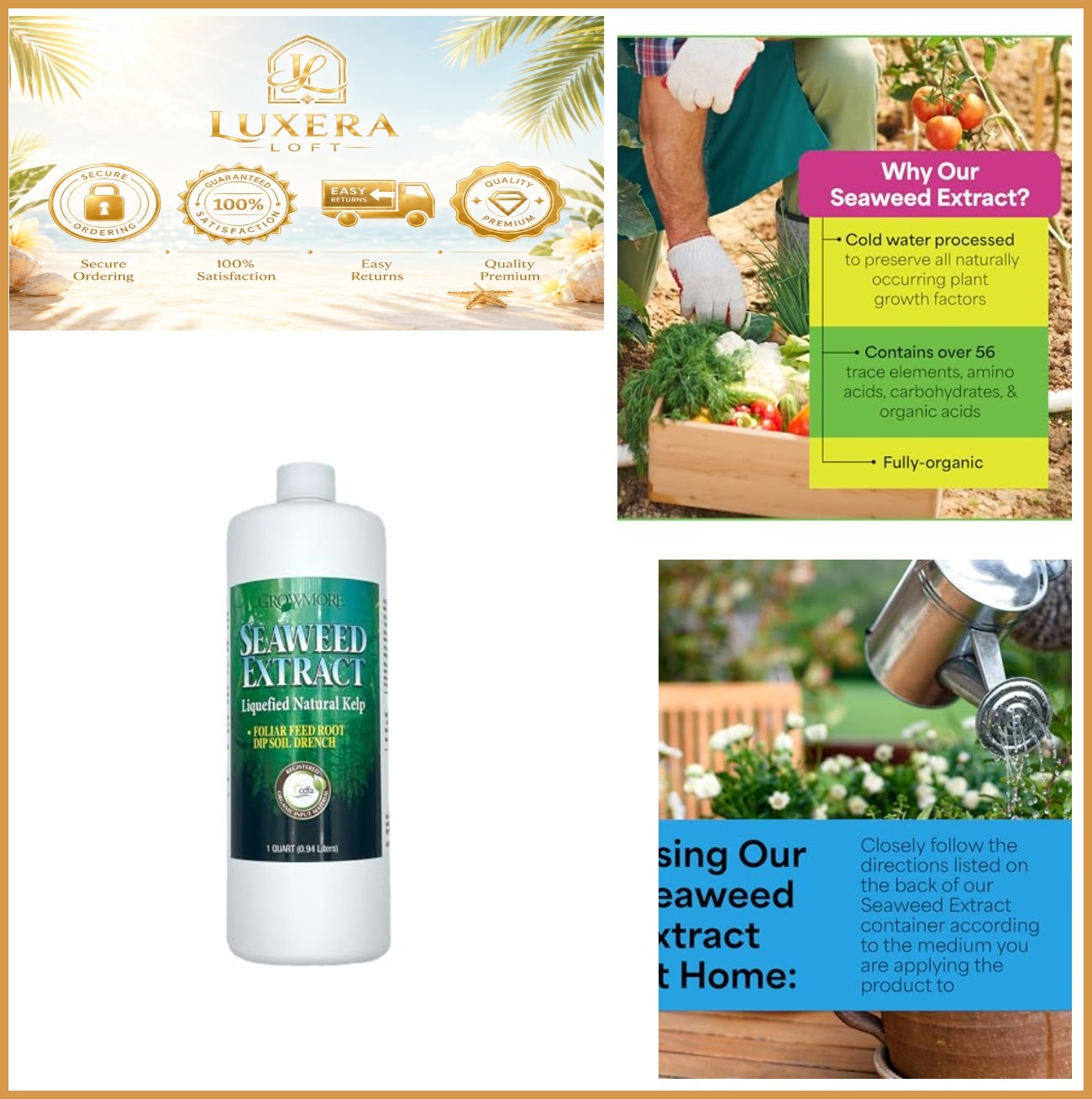 Liquid Seaweed Extract Fertilizer 1 Quart Organic Kelp Plant Food