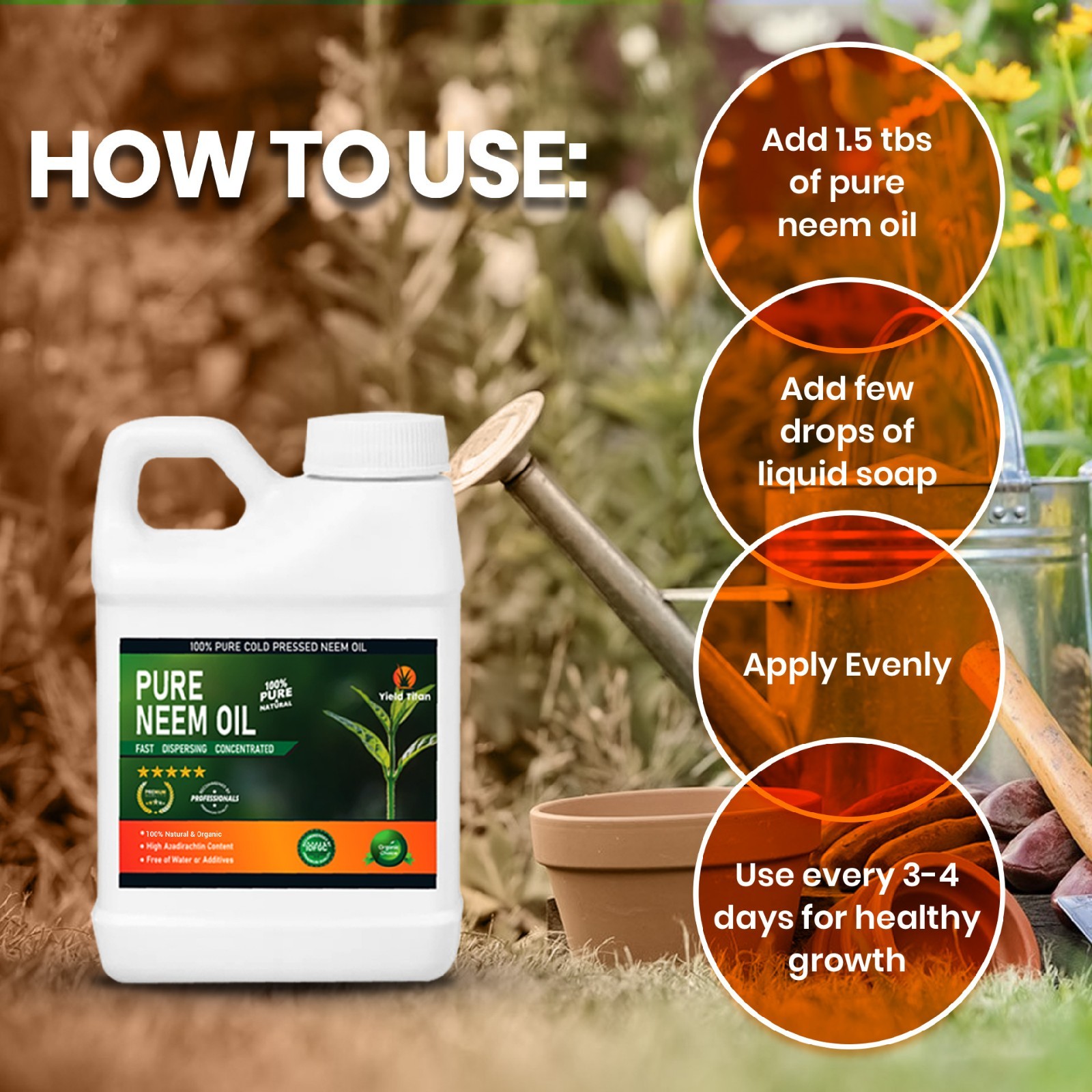 Yield Titan 100% Pure Cold Pressed Neem Oil – For Plants & Vegetables