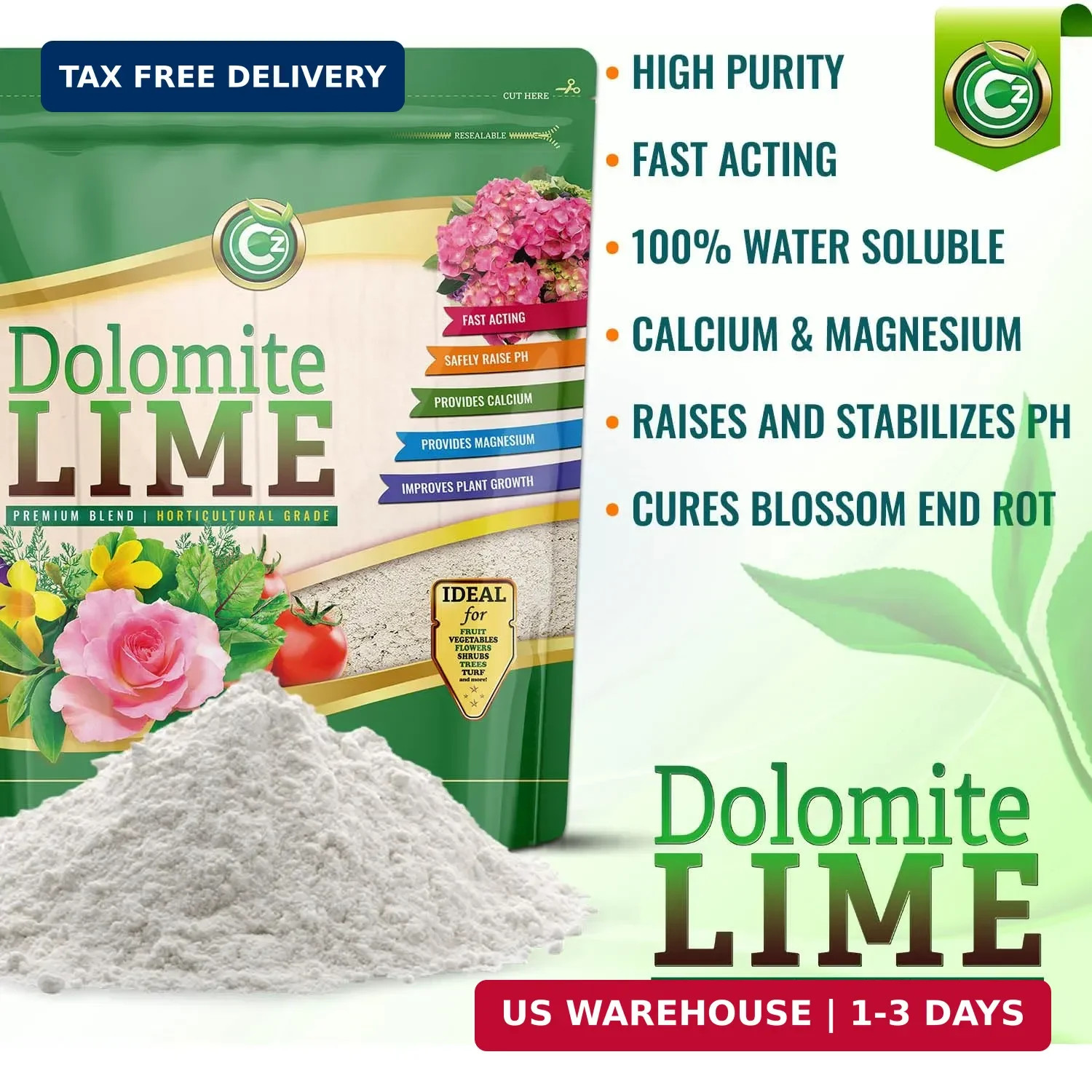 Organic Dolomite Lime 5LB – Made in USA Cz Garden Organics