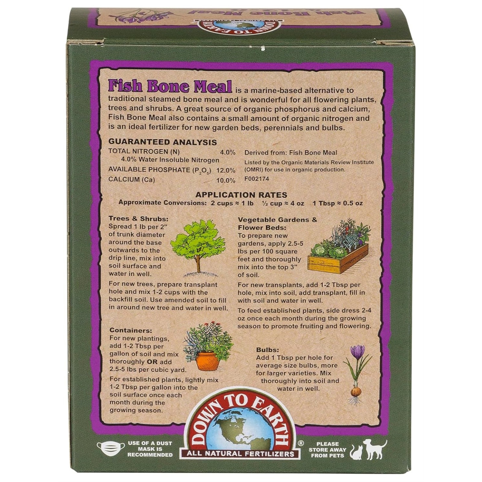 Down to Earth Fish Bone Meal 4-12-0 All Natural Fertilizer, 1 lb