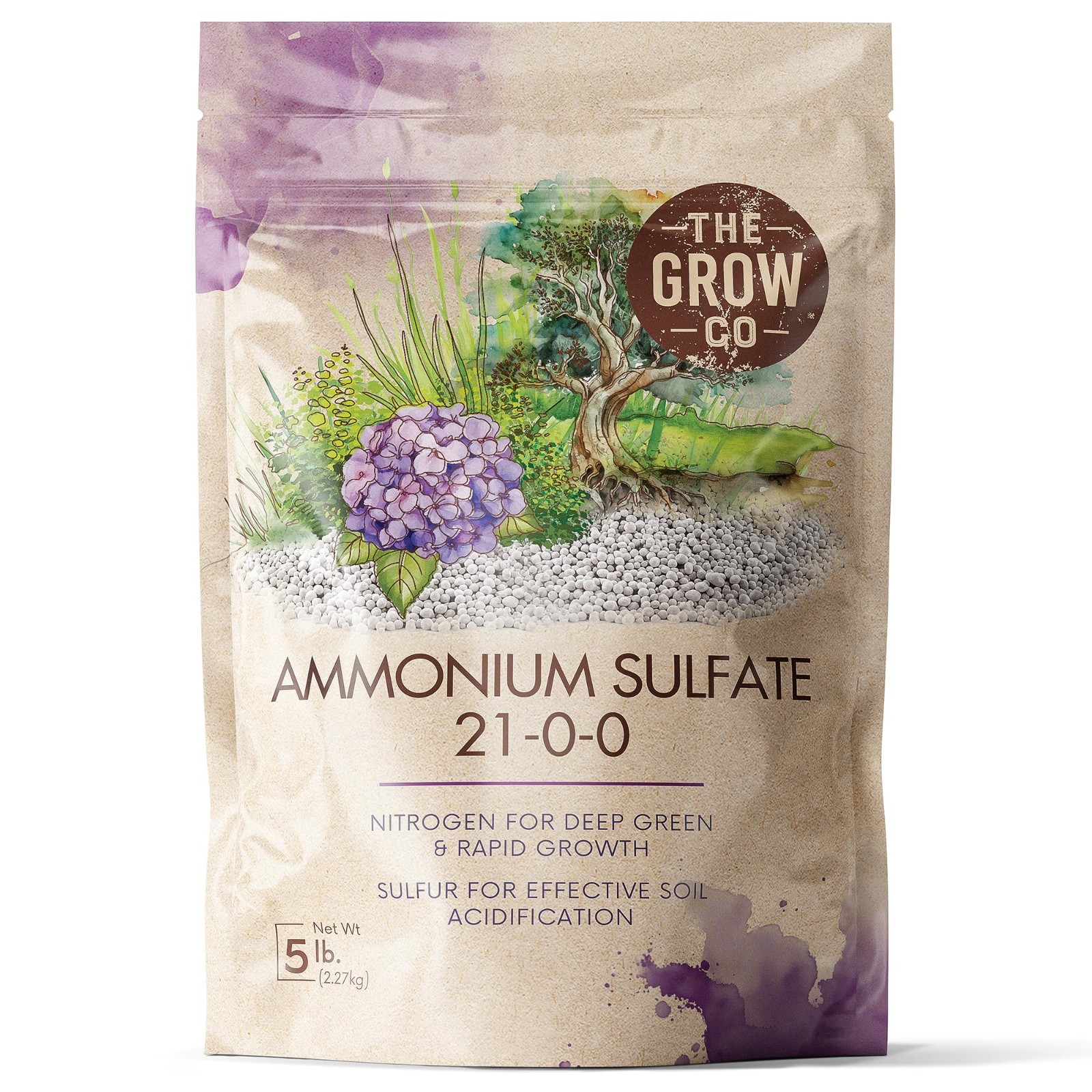 High Nitrogen Ammonium Sulfate Fertilizer 21-0-0 for Rapid Growth & Soil pH 5 lb