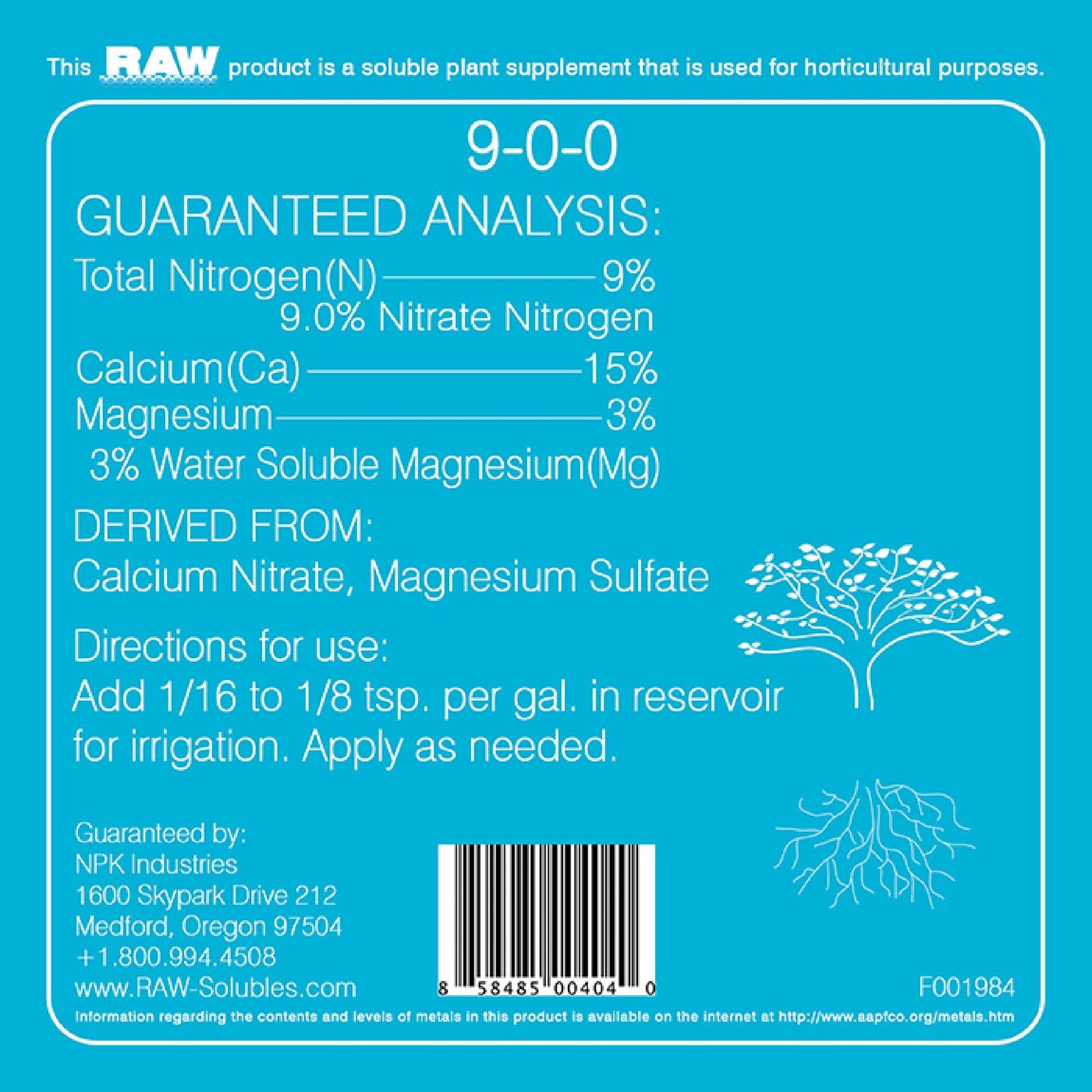 2 Ounce Calcium Magnesium Fertilizer RAW Calcium Mag for Plant Growth