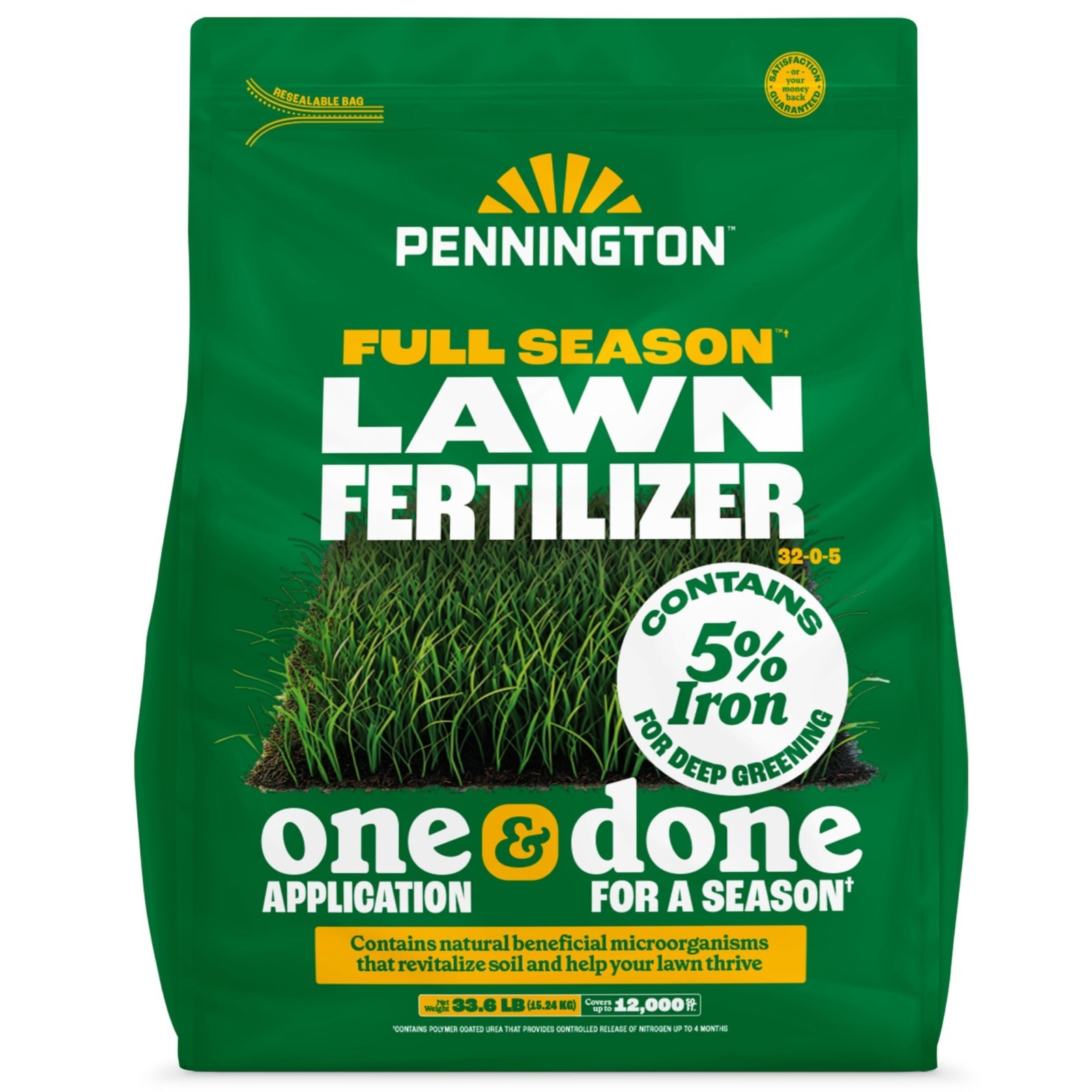 Full Season Lawn Fertilizer 32-0-5, 35/33.6LB, Promotes Healthy Growth & Green G