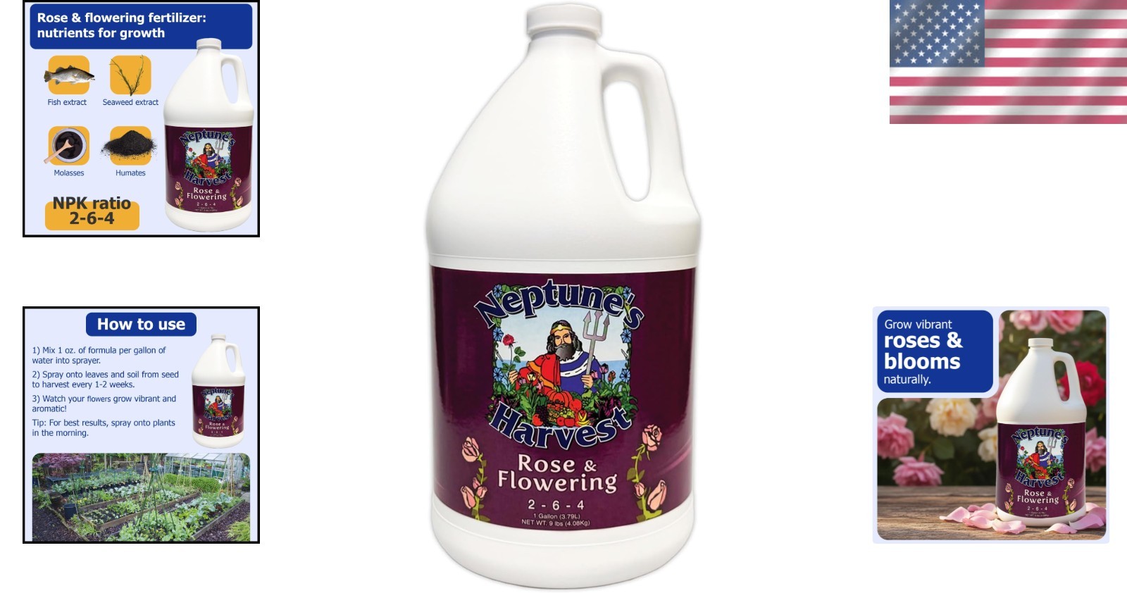 Organic Rose Fertilizer Gallon: Vibrant Blooms, Healthy Foliage, 2-6-4 Formula