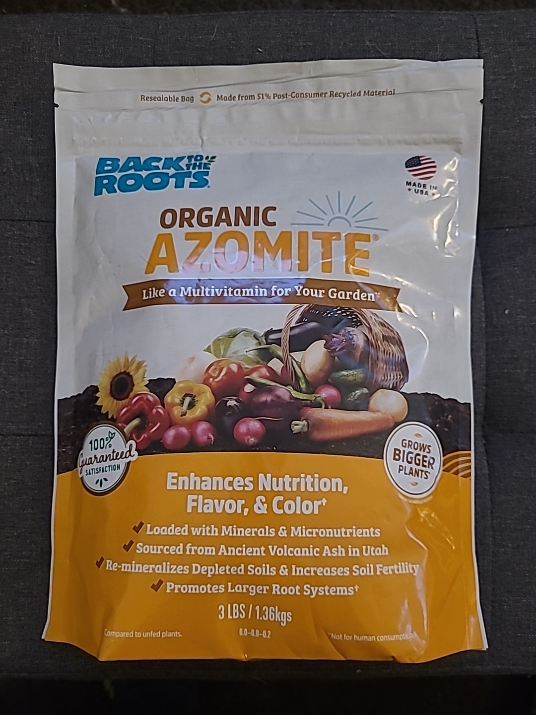 Back To Roots Azomite 3 Lb Bag