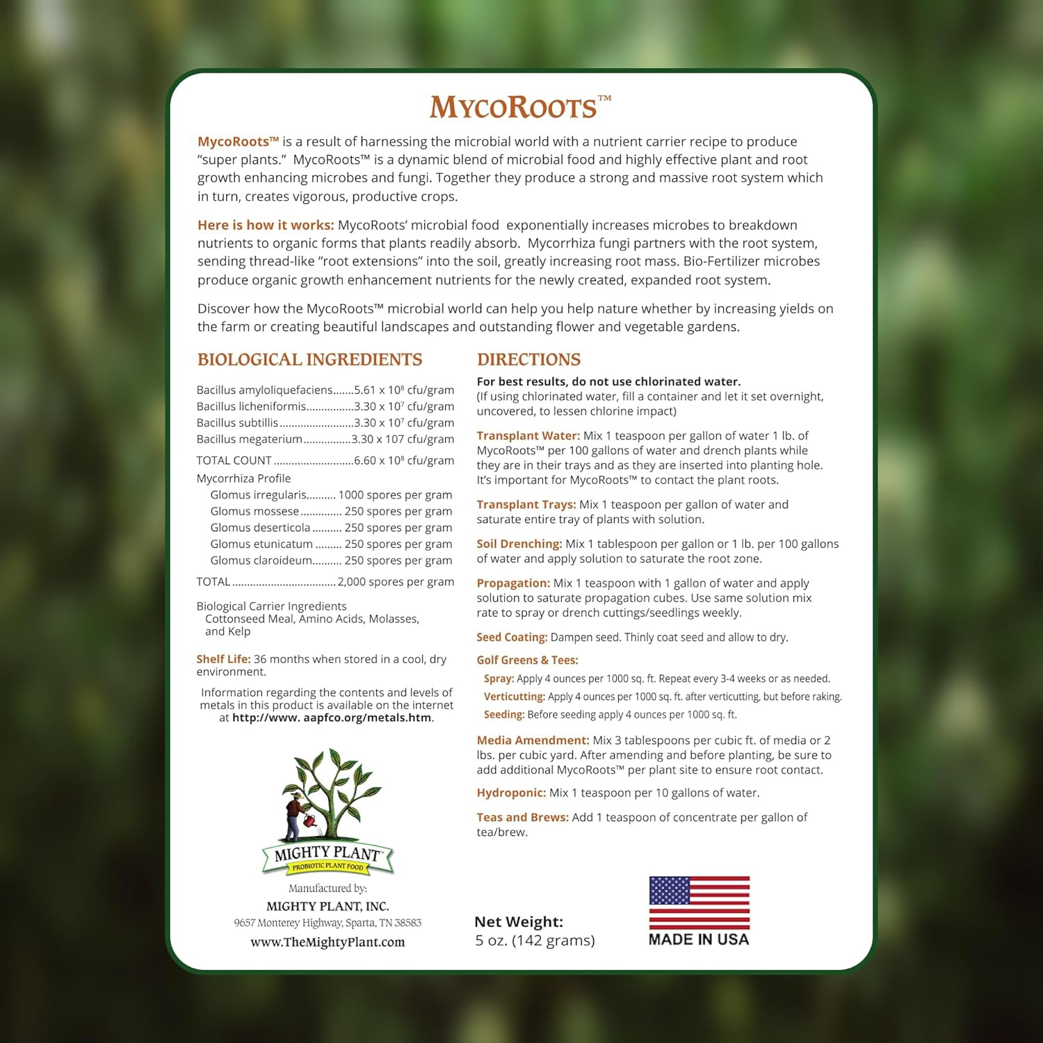 Organic Root Enhancer Ultra-Concentrated Mycorrhizal Fungi Mycoroots – 500 Spore