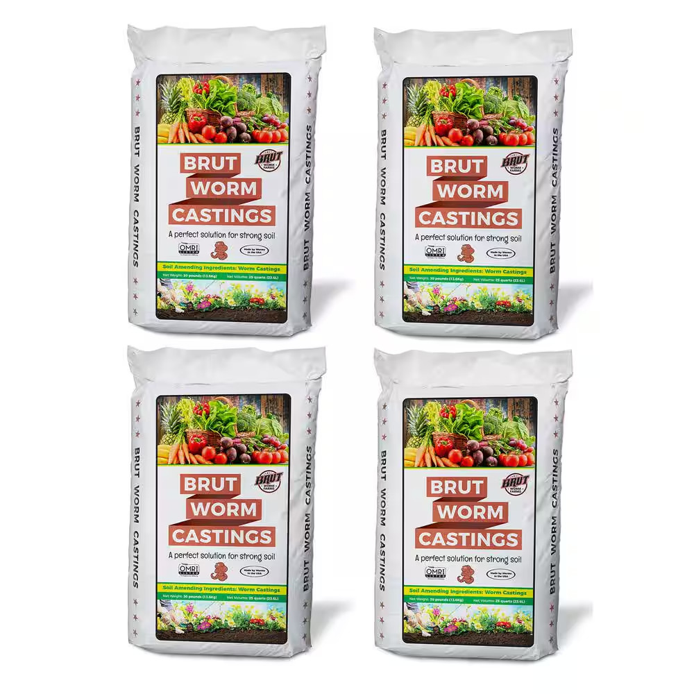 Organic Worm Castings Soil Builder, 30 Pound Bag (4-Pack)
