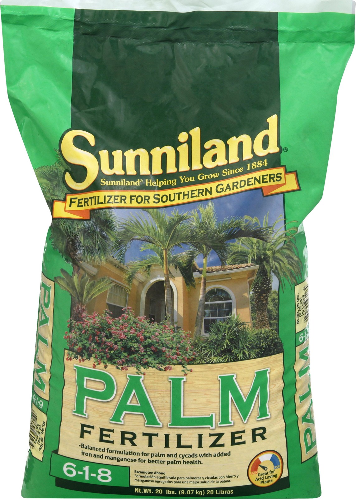 Sunniland Palm Fertilizer 20lb Bag, 6-1-8 Formula – Boosts Growth & Health