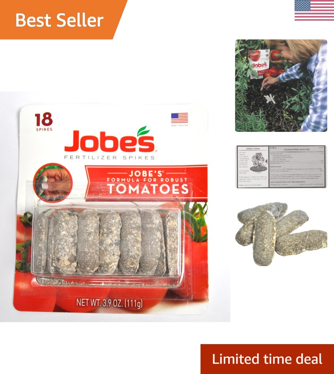 Slow-Release Jobe’s Tomato Fertilizer Spikes – Pack of 18 for Easy Application