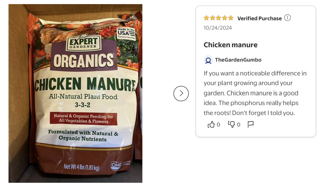 (2 pack) Organics Chicken Manure All-Natural Plant Food, 4 lb Fertilizer