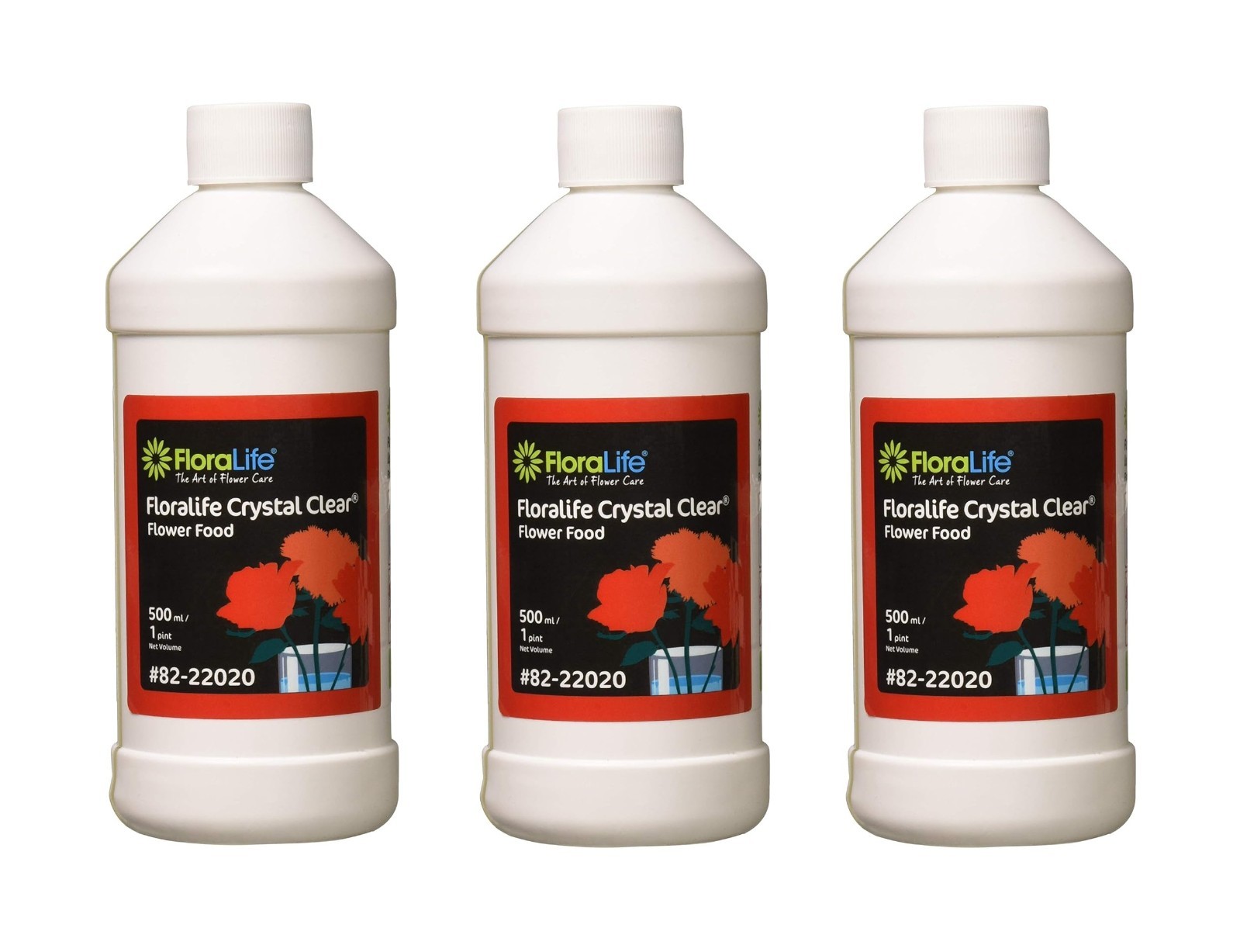 3 Pack Floralife 82-22020 Crystal Clear Flower Food 300 Liquid 500 ml/1pt LIQ136