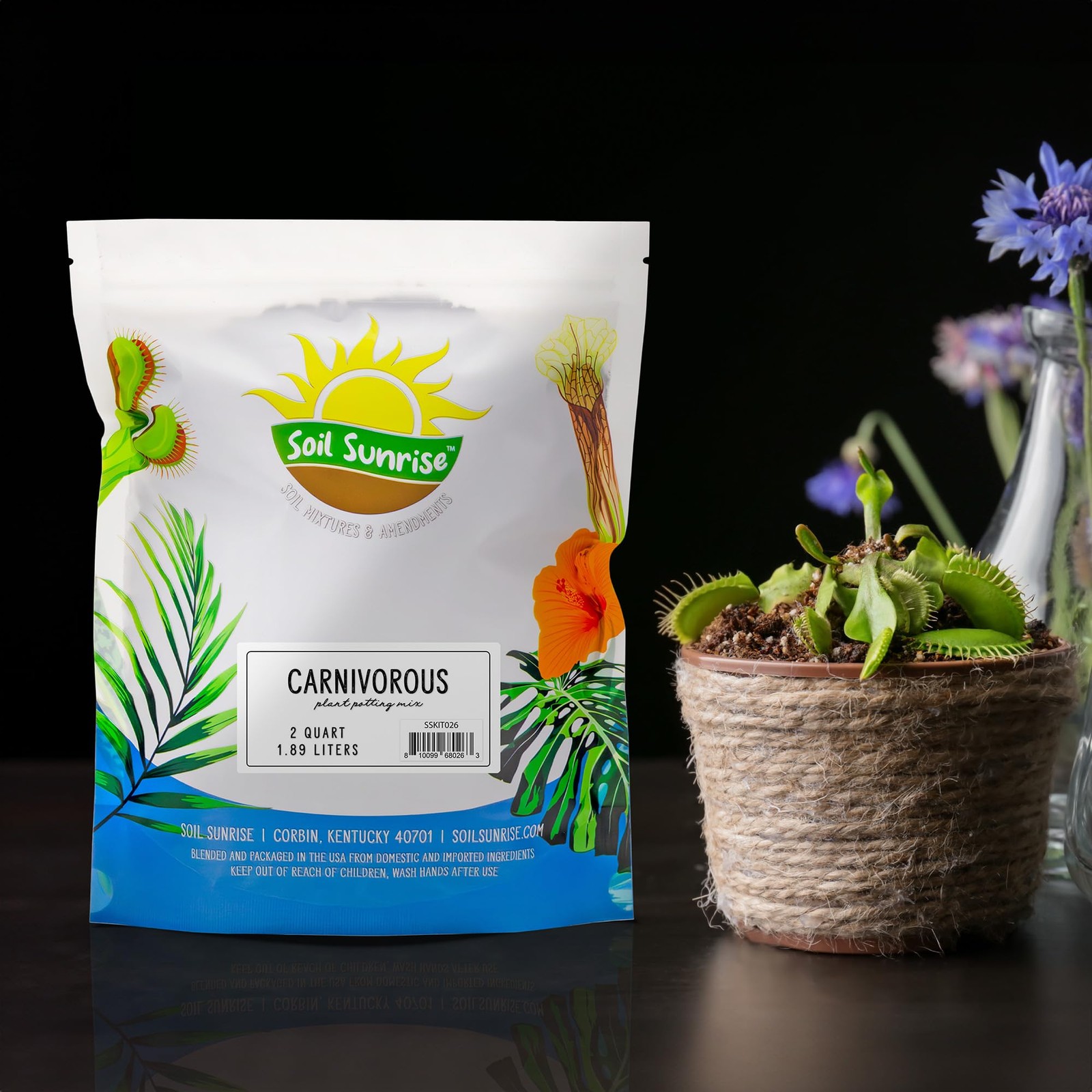 Soil Sunrise Carnivorous Plant Potting Mix (2 Quarts) 2 Quarts, Brown