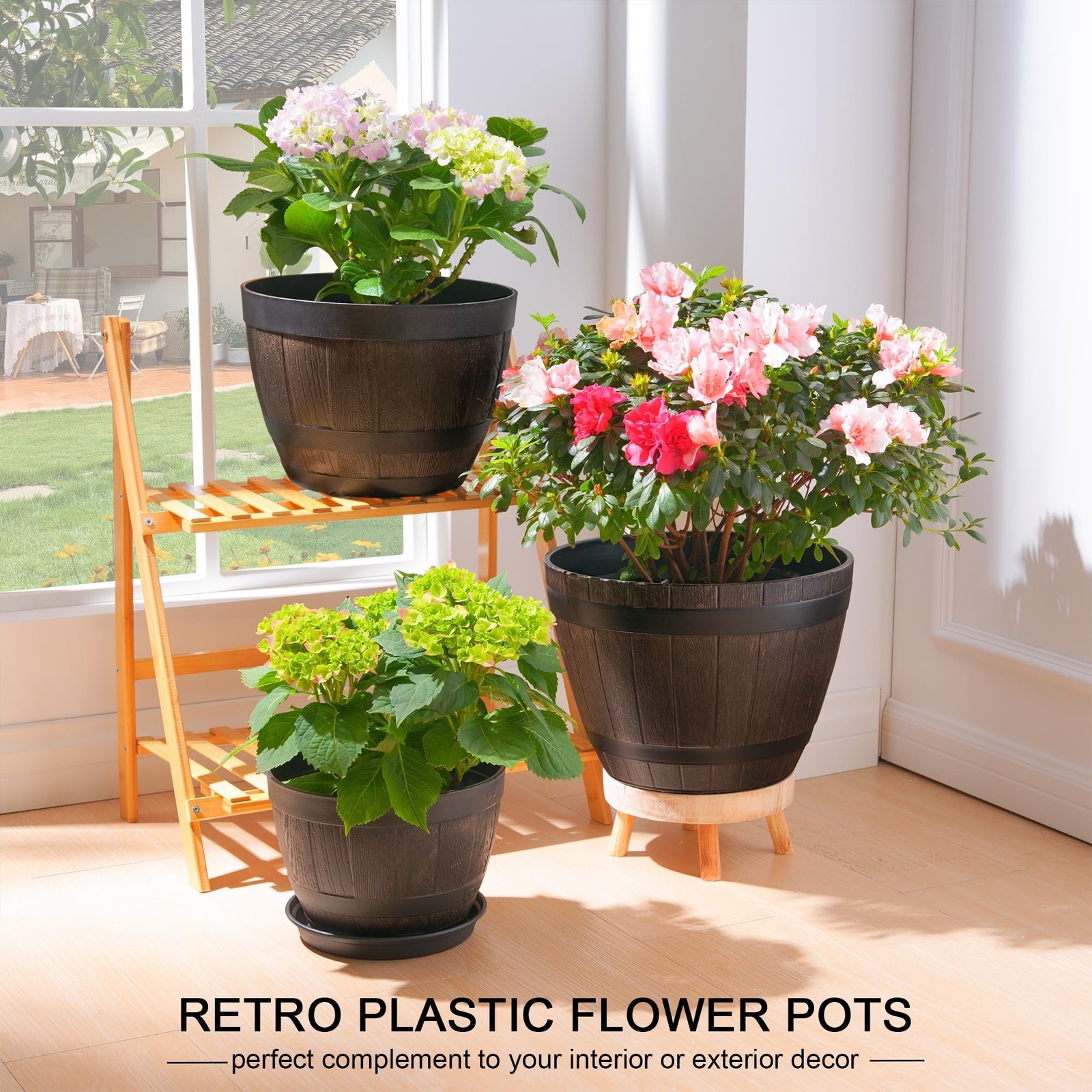 VECELO Plant Pots with Drainage Holes & Saucer, 13 Inch Flower Pots with Tray…
