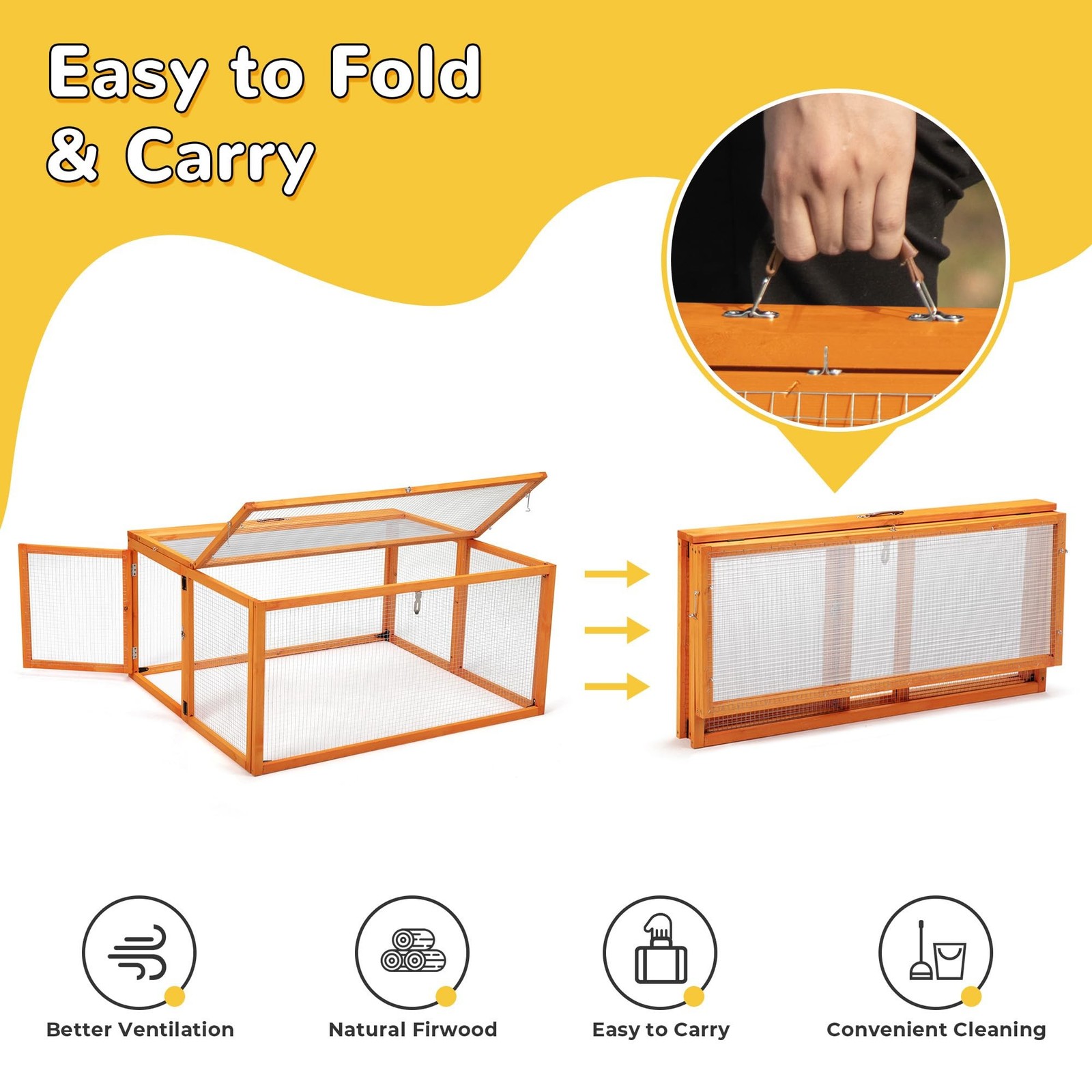 Nyeekoy Portable Chicken Coop with UV-Proof Panel, 4X Garden Stakes, Wooden R…