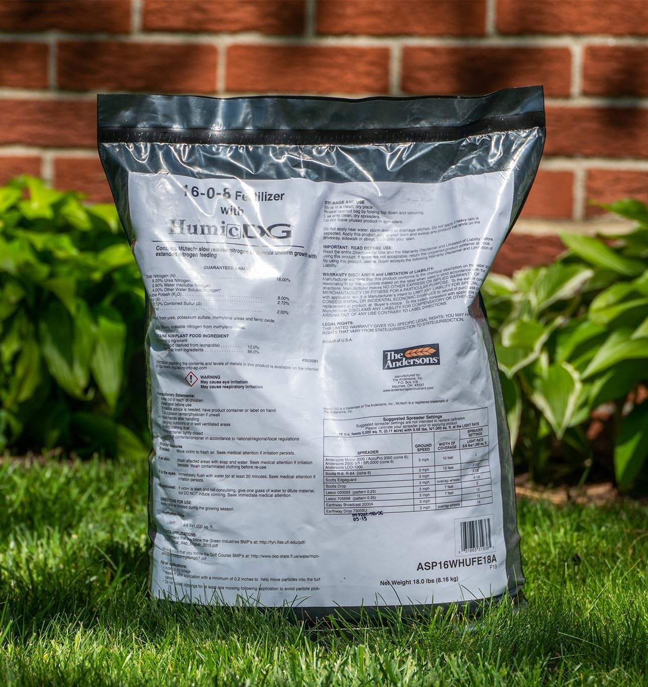 Andersons PGF 16-0-8 Fertilizer with Humic DG, 18lb Granular Nitrogen Lawn