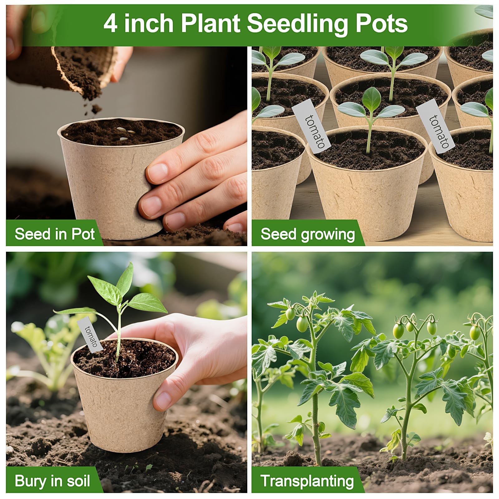 Peat Pots, 60 Pack Plant Starter Round Nursery Pot with Drainage Holes, Garde…