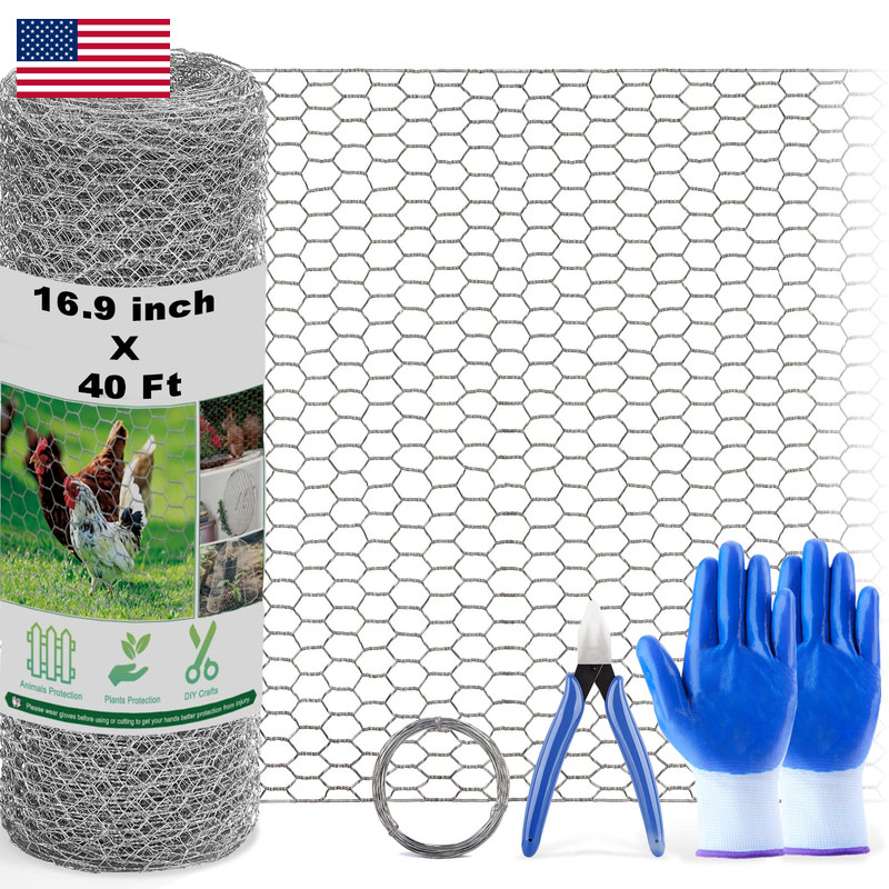 Fabulas Chicken Wire Fencing Mesh 16.9 Inch X 40 Feet Metal Floral Chicken Wire