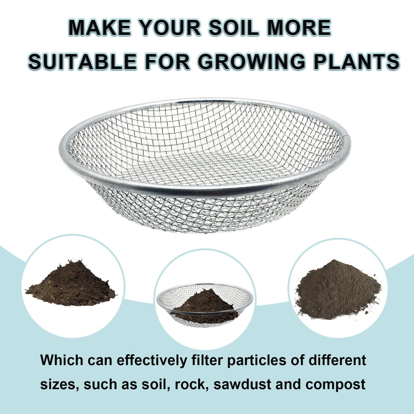 3PCS Soil Sifter for Gardening, Rock Sifter for 5 Gallon Bucket,Compost Sifte…