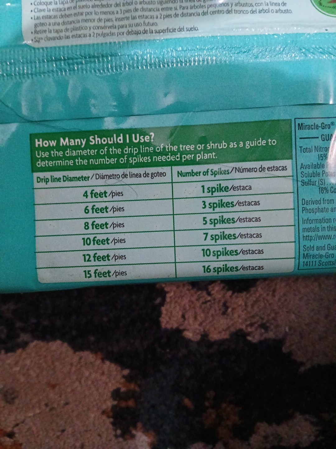 Miracle-Gro Tre & Shrub Fertilizer Spikes 12 Pcs