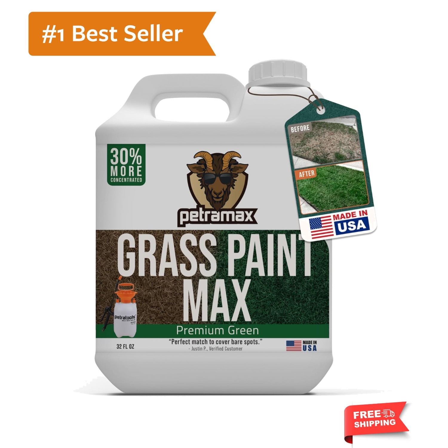 Max Green Grass Paint – 32 oz Lawn Dye, Safe for Pets, UV Resistant