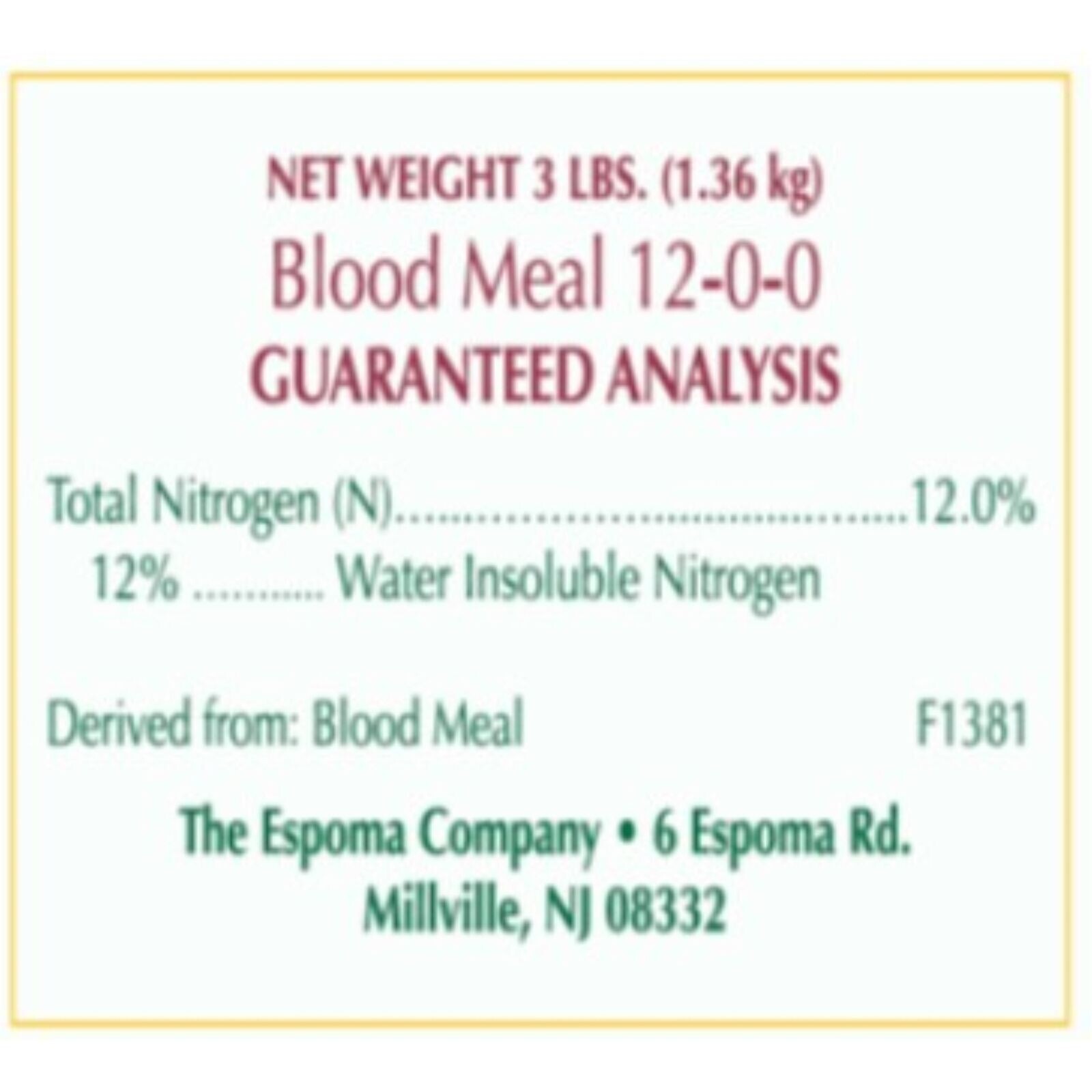 Espoma DB3 Organic Blood Meal 12-0-0 Natural Plant Food Fertilizer – Pack of 3
