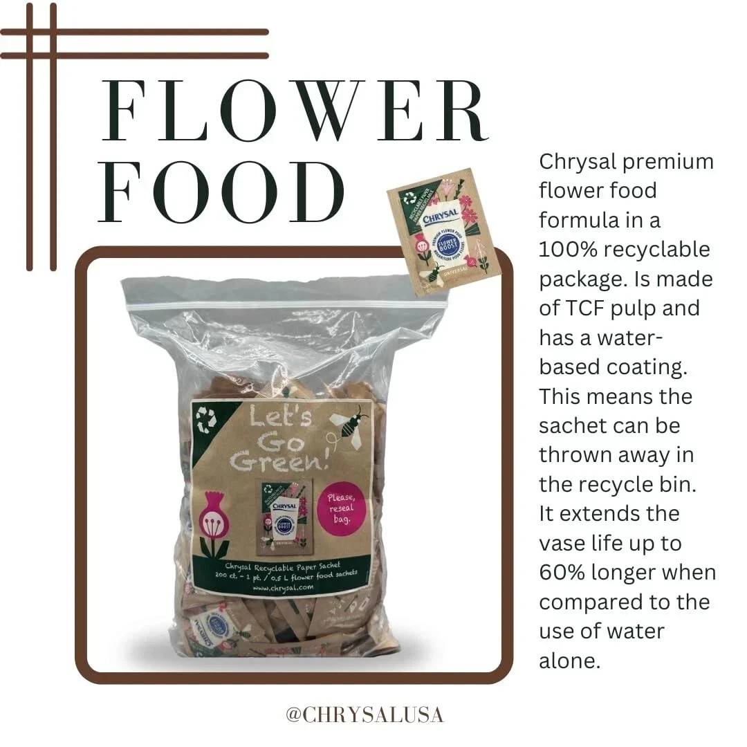 Chrysal Flower Boost Recyclable Flower Food for Floral Supplies 200 Count Sachet