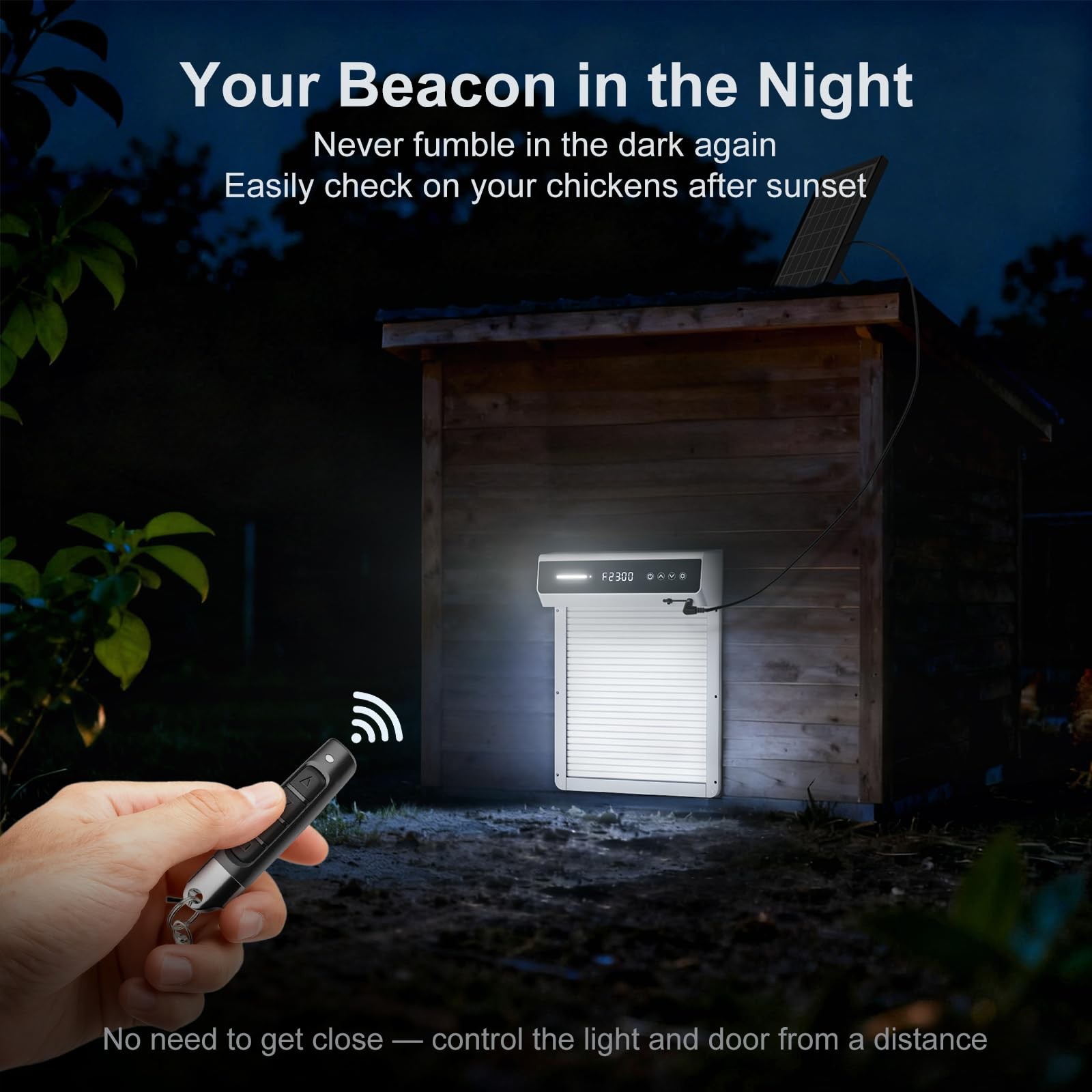 Mowei Automatic Chicken Coop Door Solar Battery Powered Weatherproof Aluminum