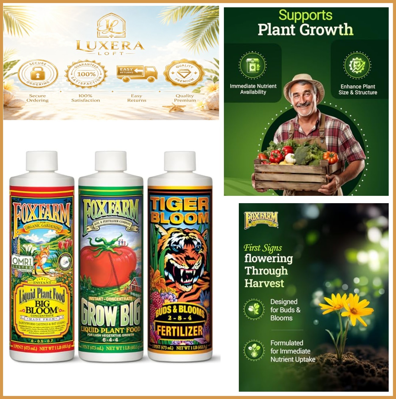 Liquid Fertilizer Trio Pack Big Bloom Grow Big Tiger Bloom 3 Pint Bundle