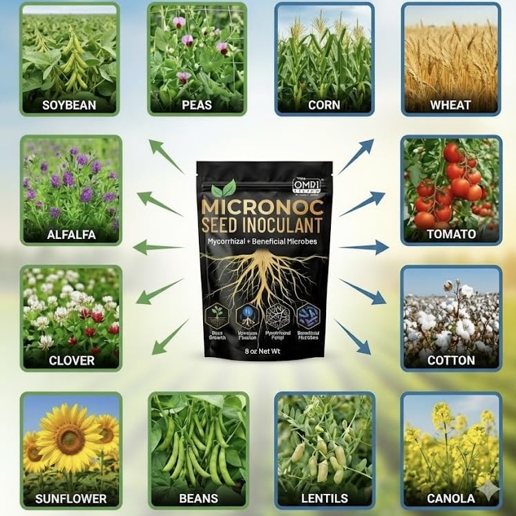 Mycorrhizal Fungi + Beneficial Microbial Blend – Seed Inoculant (8 oz) for Co…