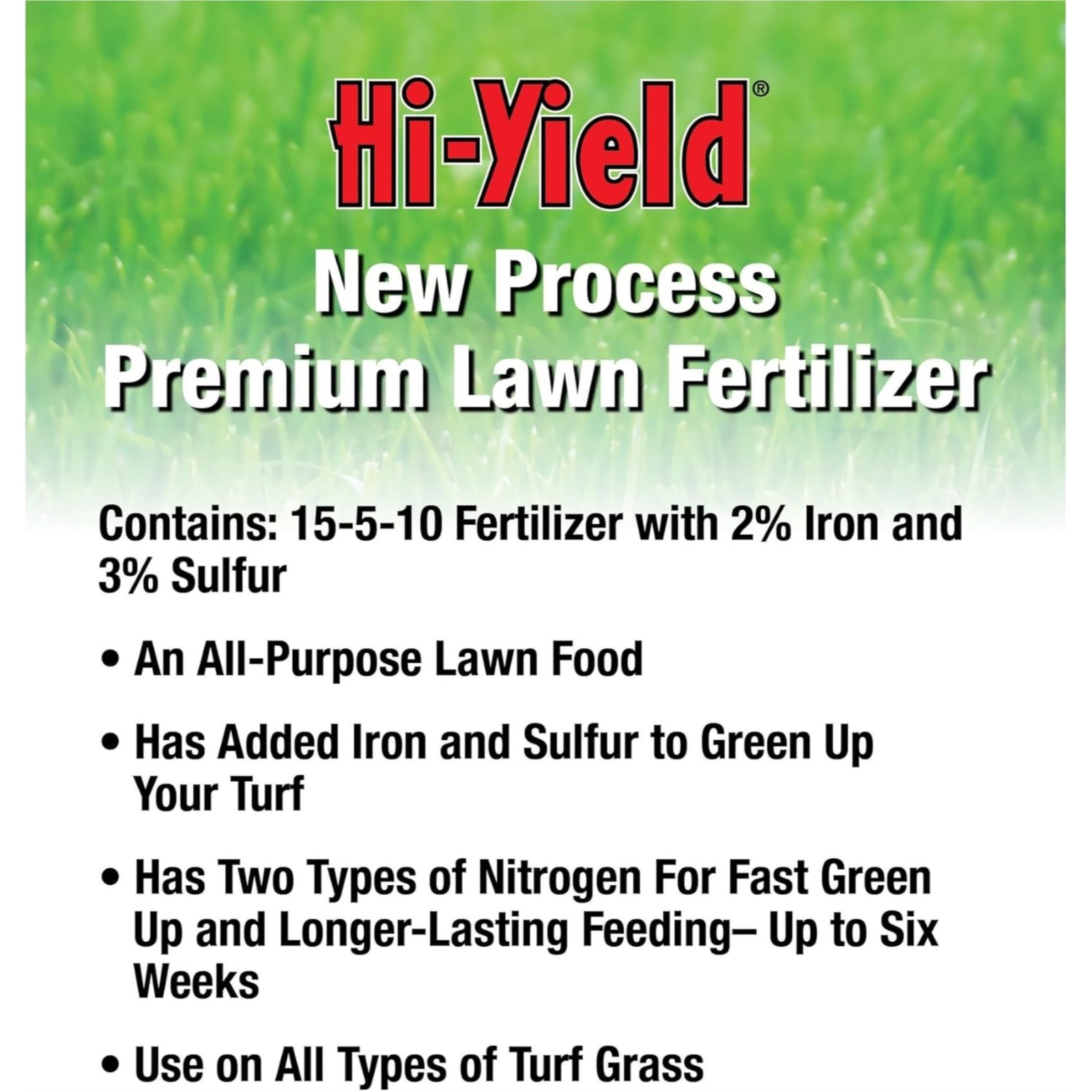 Hi-Yield New Process Premium Lawn Fertilizer for Quick & Deep Greening, 16lbs