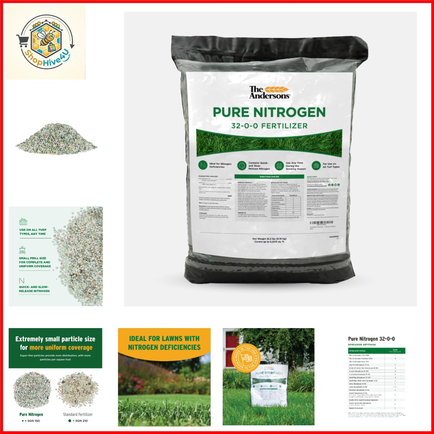 Professional Pure Nitrogen 32-0-0 Fertilizer – 18lbs Covers 6,000 sqft.